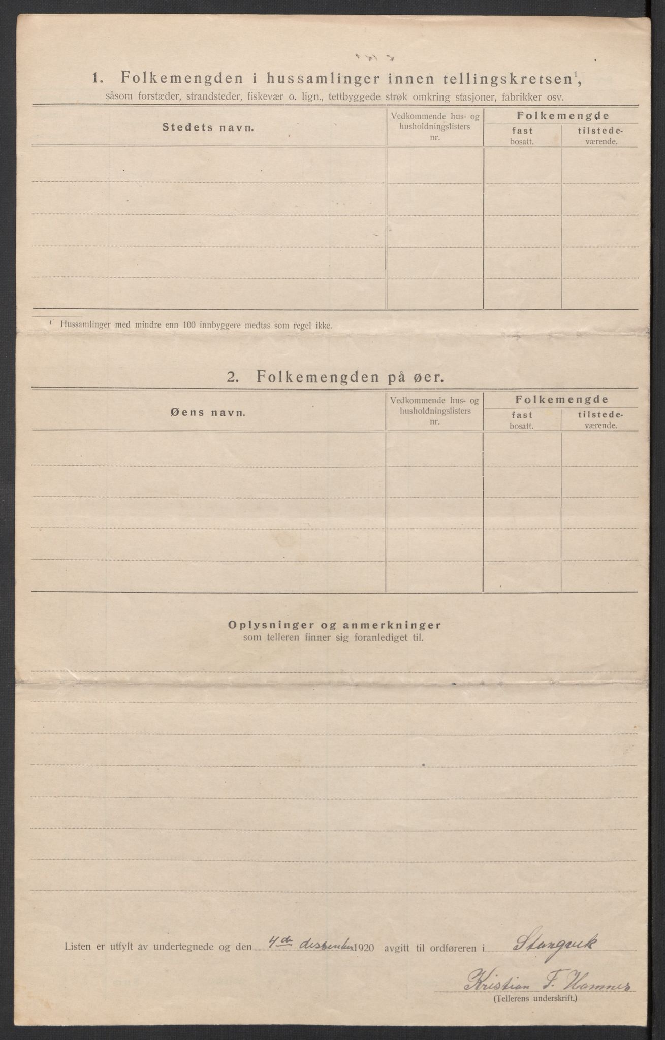 SAT, 1920 census for Stangvik, 1920, p. 25