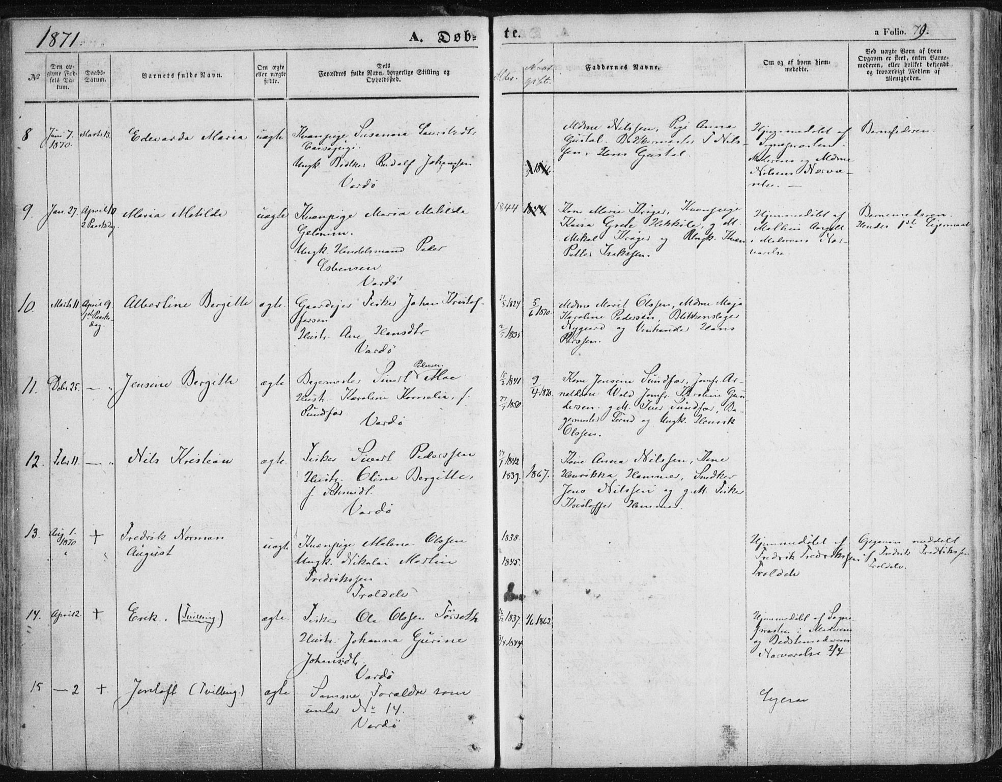 Vardø sokneprestkontor, SATØ/S-1332/H/Ha/L0004kirke: Parish register (official) no. 4, 1862-1871, p. 79