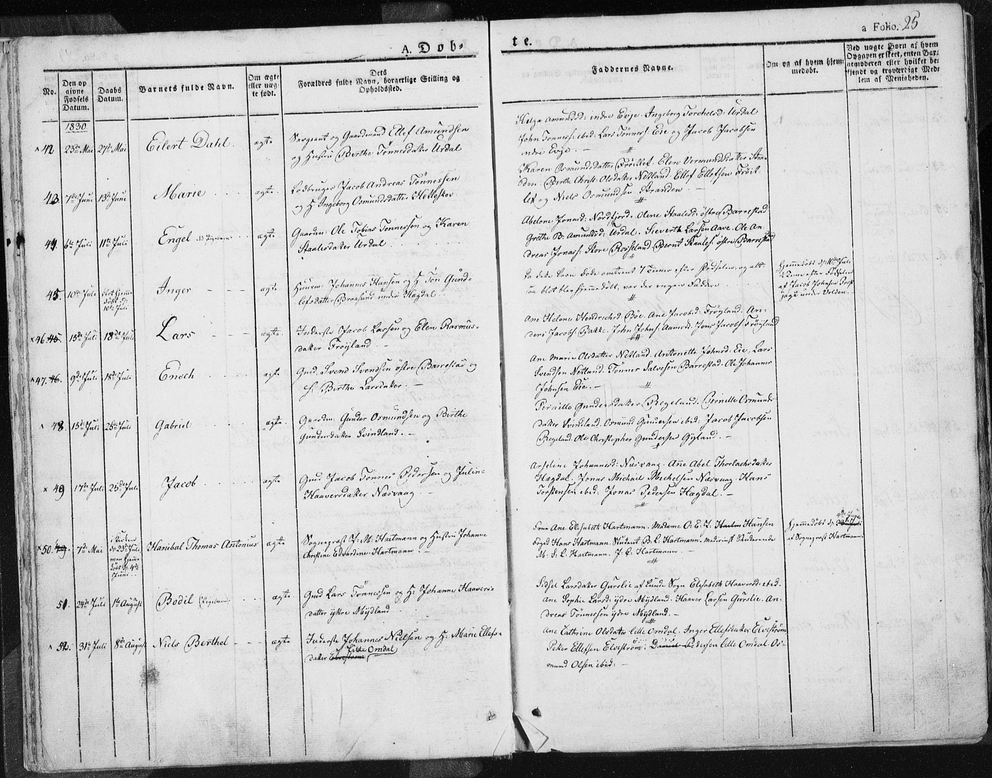 Sokndal sokneprestkontor, AV/SAST-A-101808: Parish register (official) no. A 7.1, 1826-1842, p. 25