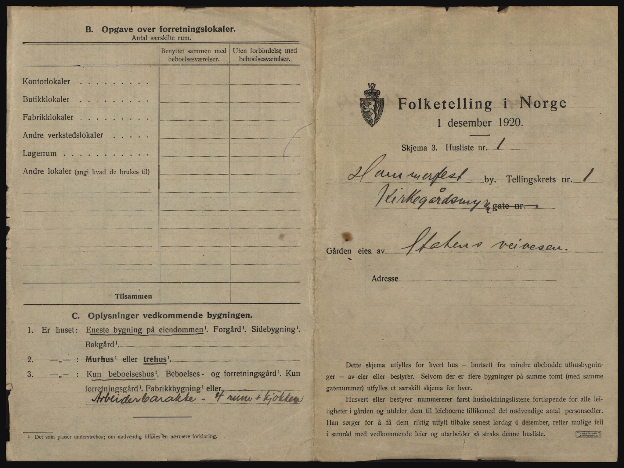 SATØ, 1920 census for Hammerfest, 1920, p. 26