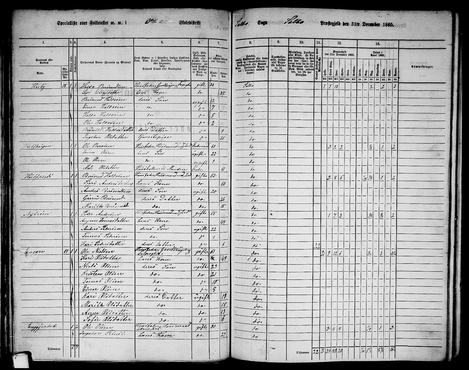 RA, 1865 census for Selbu, 1865, p. 36