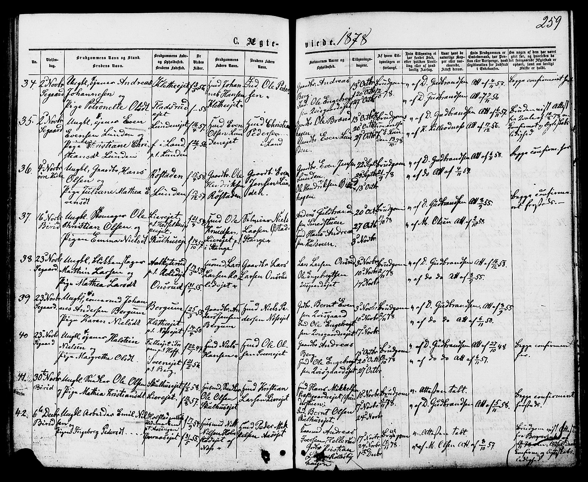 Biri prestekontor, AV/SAH-PREST-096/H/Ha/Haa/L0006: Parish register (official) no. 6, 1877-1886, p. 259