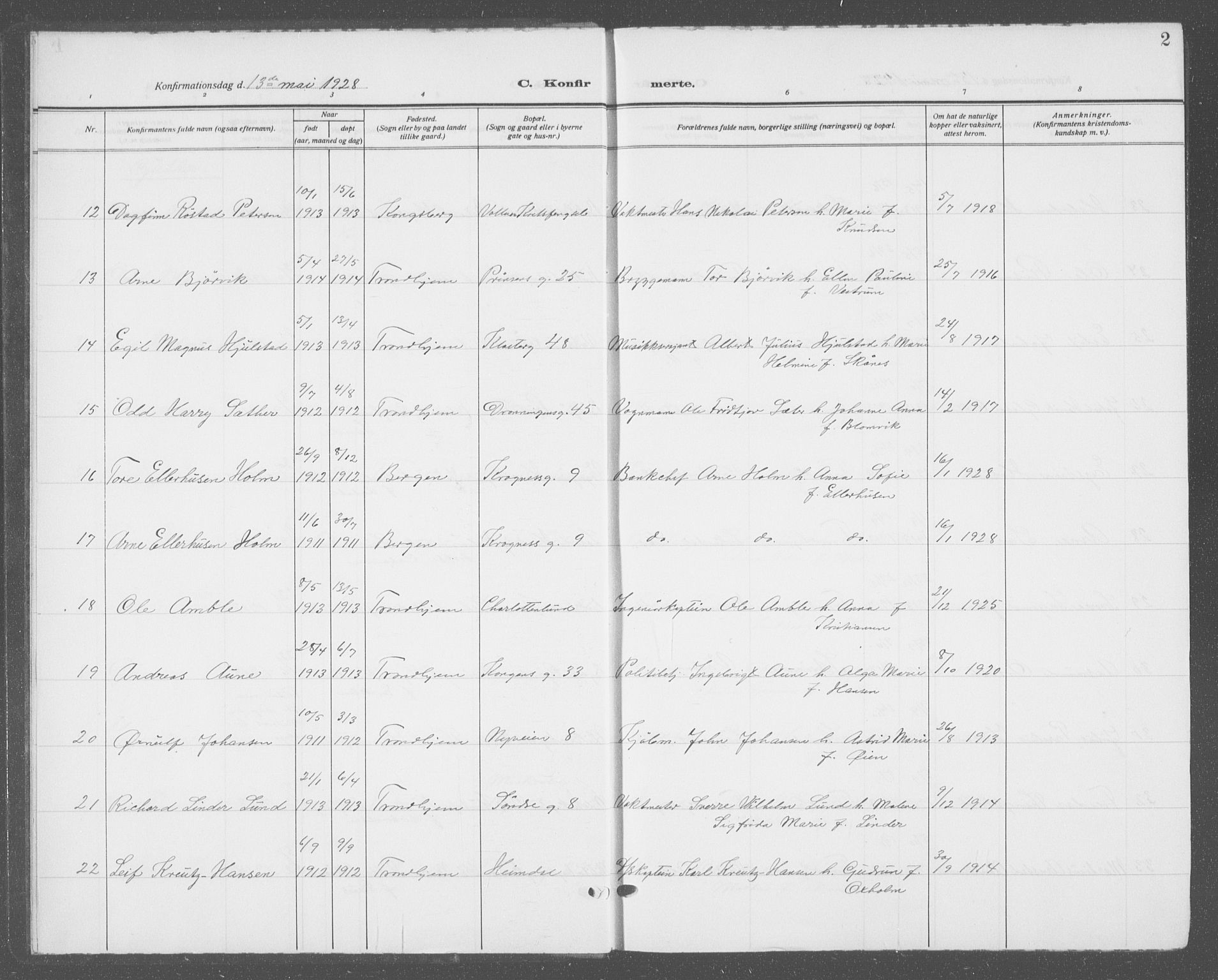 Ministerialprotokoller, klokkerbøker og fødselsregistre - Sør-Trøndelag, SAT/A-1456/601/L0099: Parish register (copy) no. 601C17, 1928-1941, p. 2
