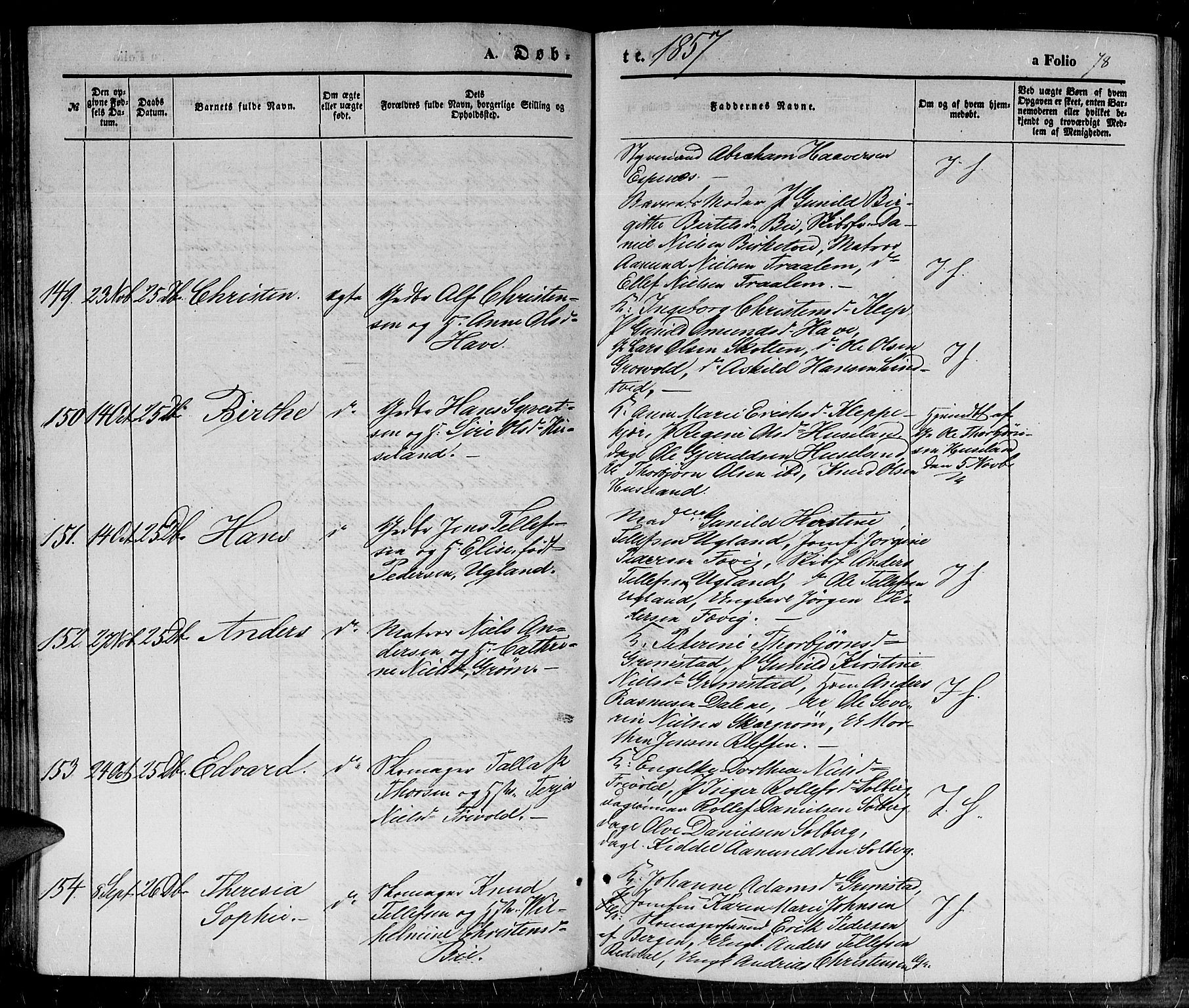 Fjære sokneprestkontor, SAK/1111-0011/F/Fb/L0008: Parish register (copy) no. B 8, 1854-1867, p. 78