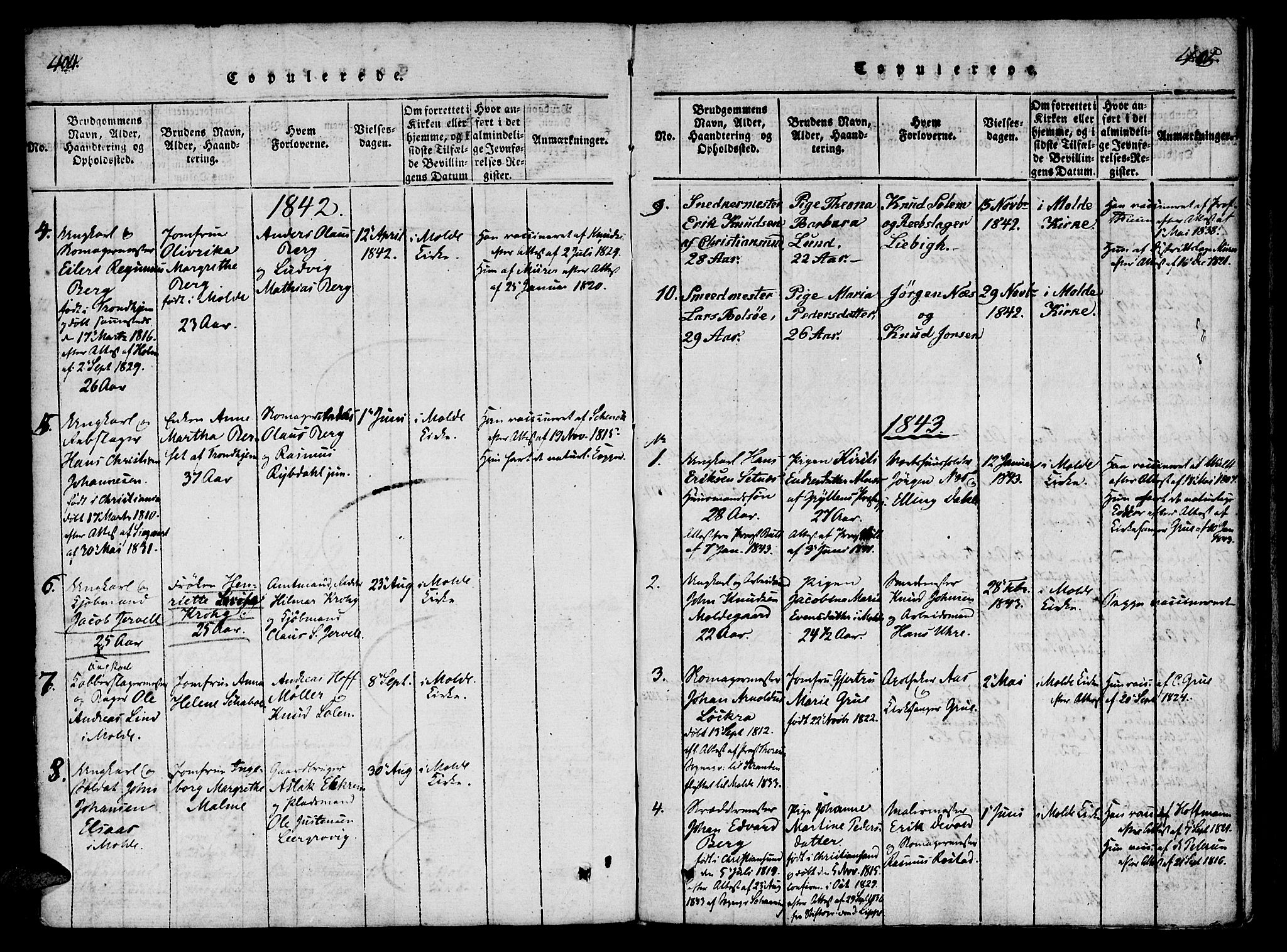 Ministerialprotokoller, klokkerbøker og fødselsregistre - Møre og Romsdal, SAT/A-1454/558/L0688: Parish register (official) no. 558A02, 1818-1843, p. 404-405