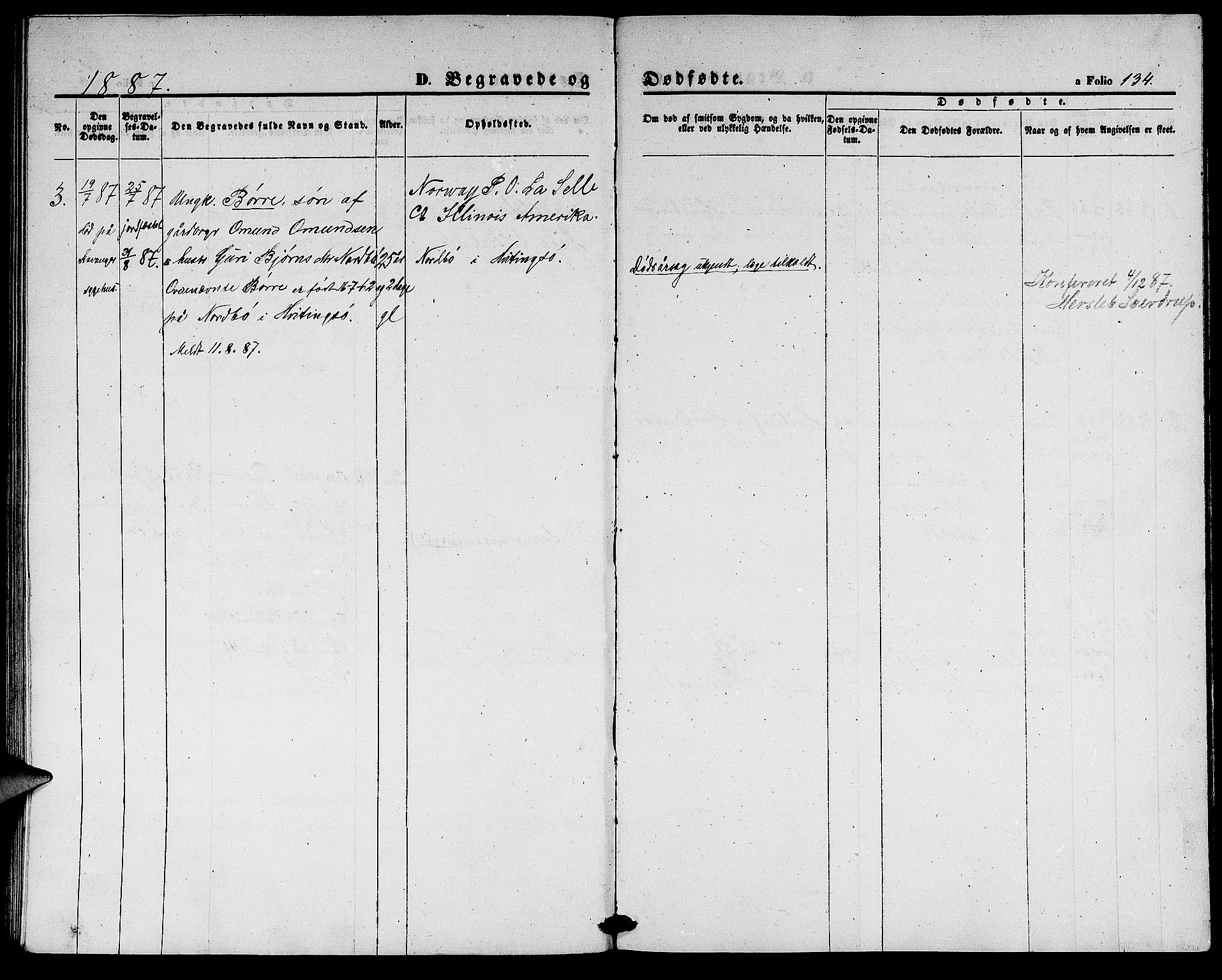 Rennesøy sokneprestkontor, SAST/A -101827/H/Ha/Hab/L0003: Parish register (copy) no. B 3, 1855-1888, p. 134