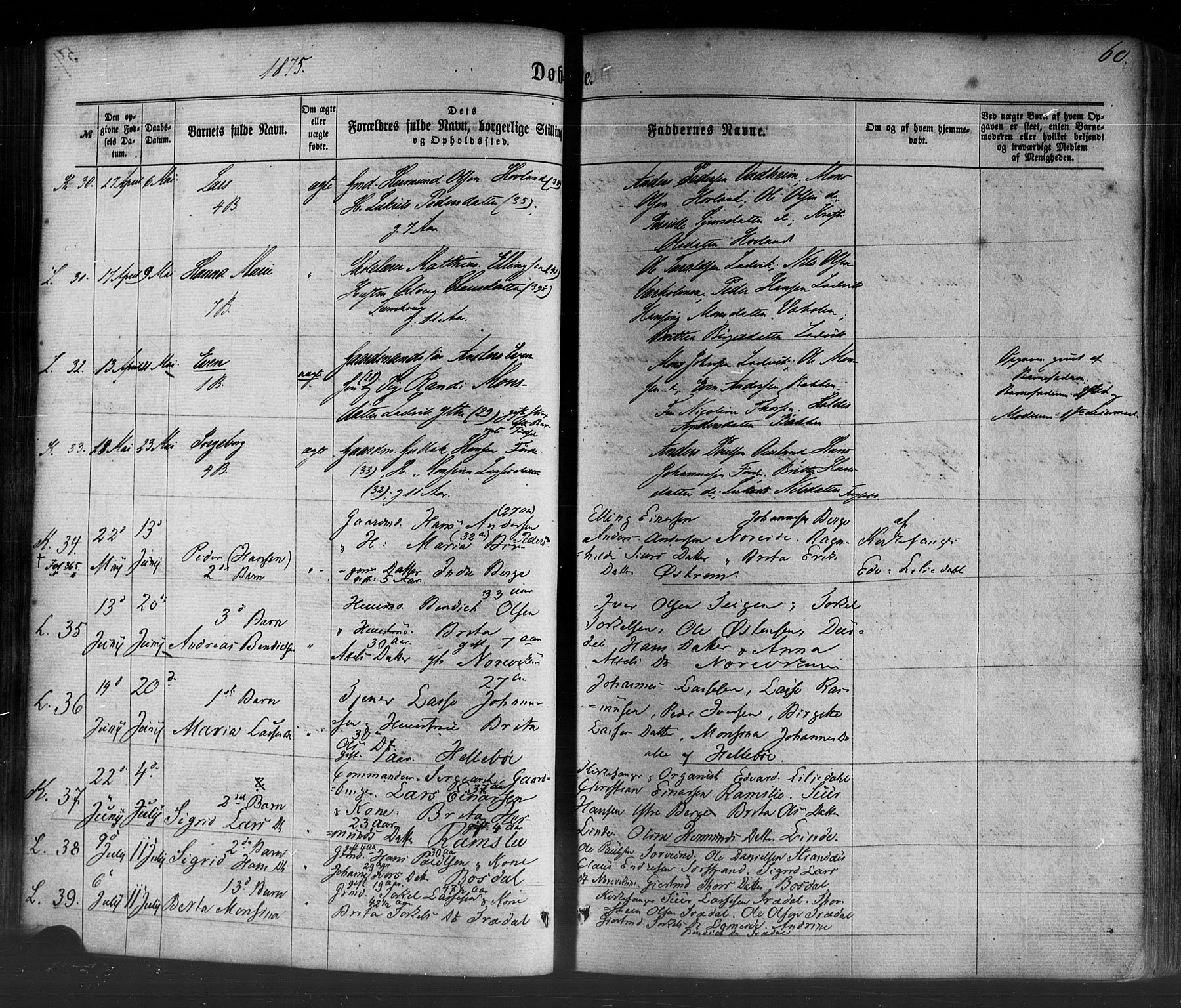 Lavik sokneprestembete, AV/SAB-A-80901: Parish register (official) no. A 4, 1864-1881, p. 60