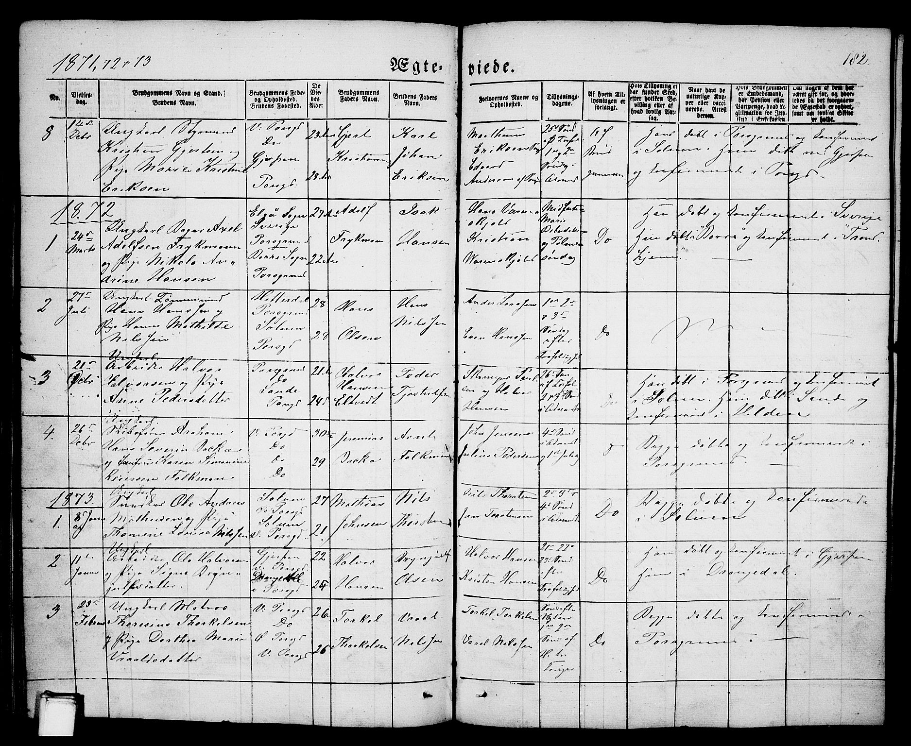 Porsgrunn kirkebøker , SAKO/A-104/G/Ga/L0002: Parish register (copy) no. I 2, 1847-1877, p. 182