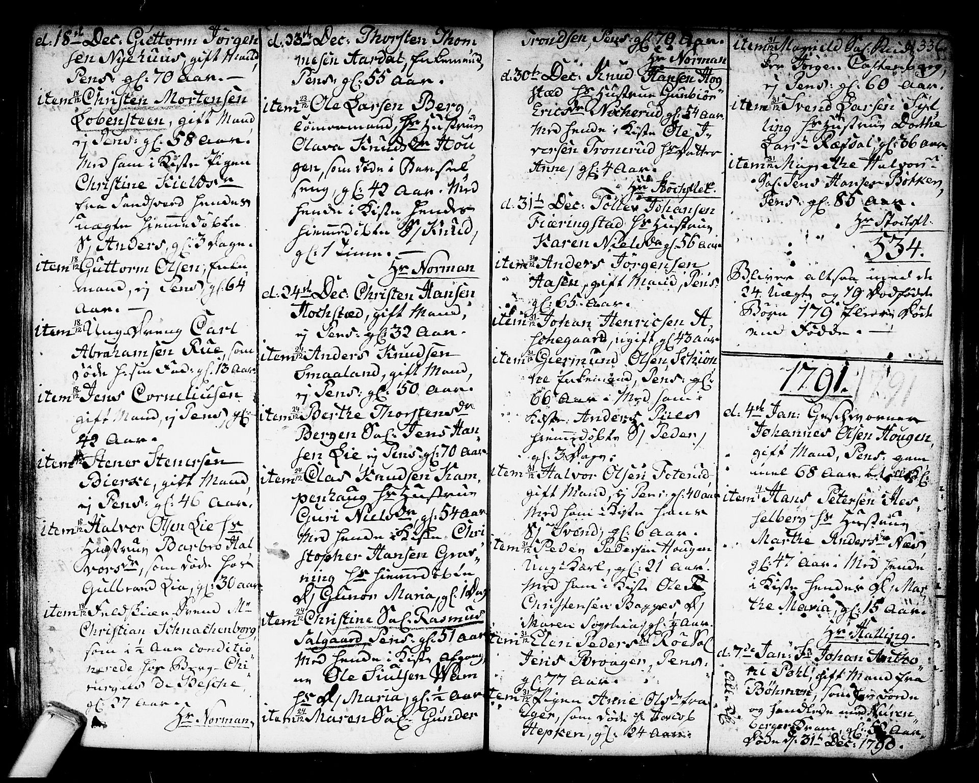 Kongsberg kirkebøker, AV/SAKO-A-22/F/Fa/L0006: Parish register (official) no. I 6, 1783-1797, p. 336