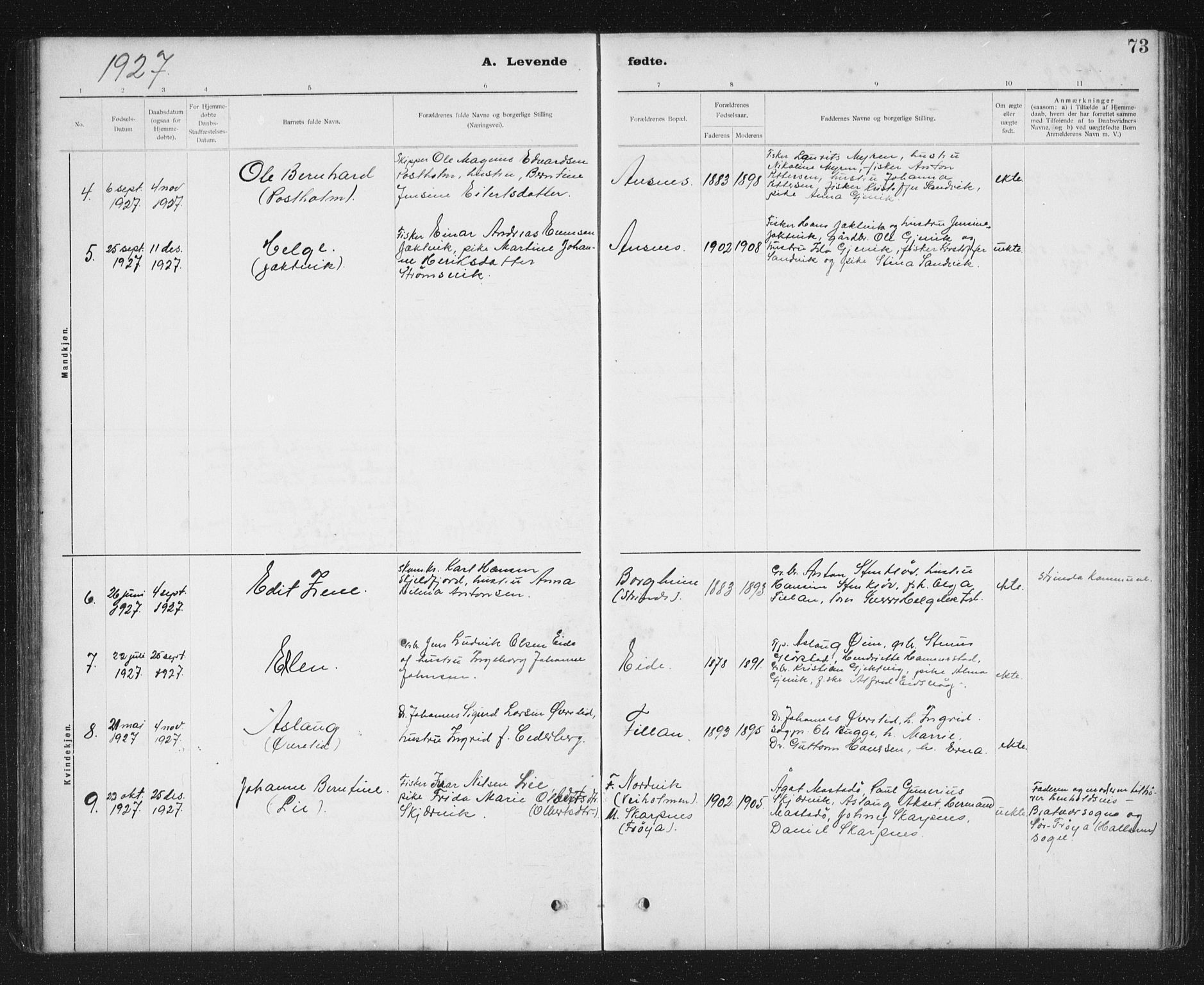 Ministerialprotokoller, klokkerbøker og fødselsregistre - Sør-Trøndelag, SAT/A-1456/637/L0563: Parish register (copy) no. 637C04, 1899-1940, p. 73