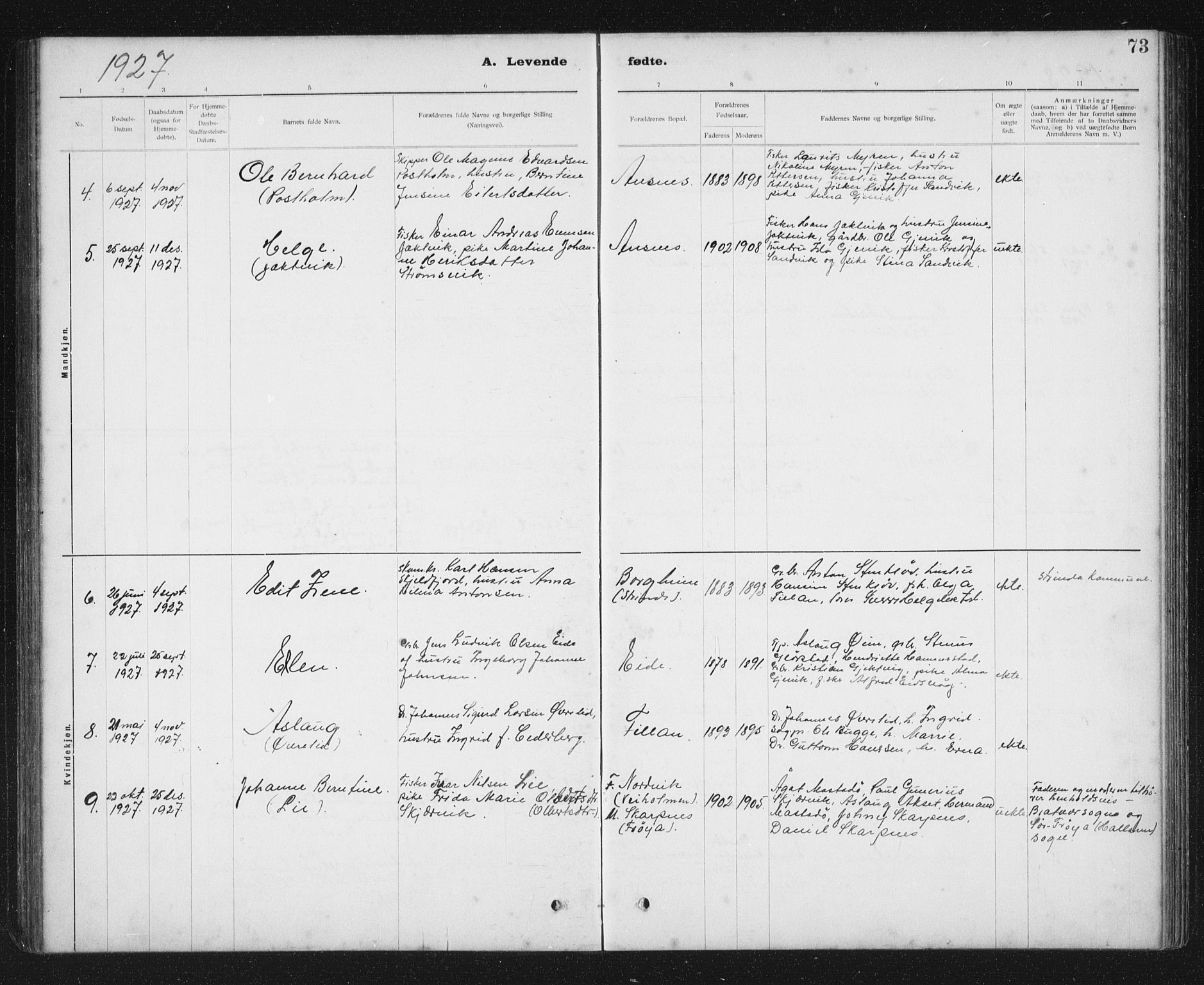 Ministerialprotokoller, klokkerbøker og fødselsregistre - Sør-Trøndelag, AV/SAT-A-1456/637/L0563: Parish register (copy) no. 637C04, 1899-1940, p. 73