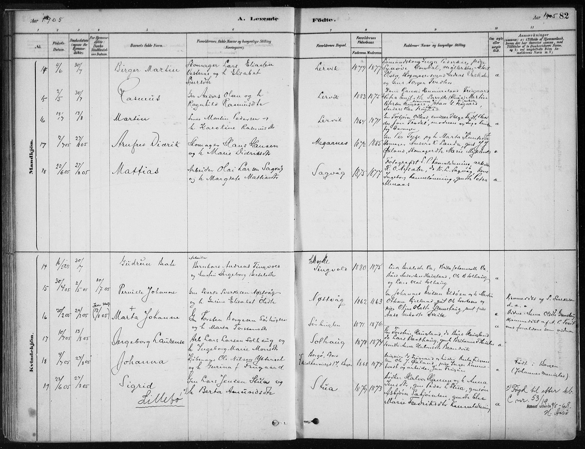 Stord sokneprestembete, SAB/A-78201/H/Haa: Parish register (official) no. B 2, 1878-1913, p. 82