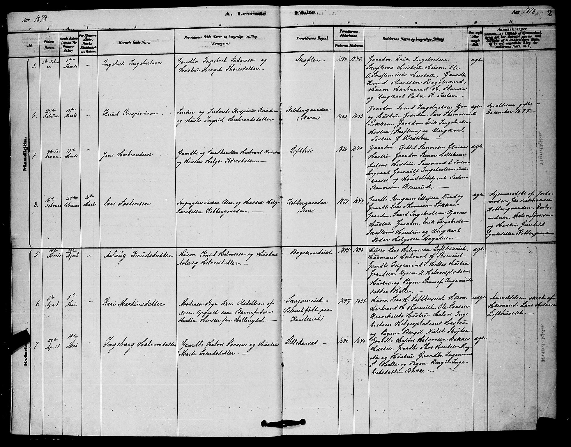 Rollag kirkebøker, AV/SAKO-A-240/G/Gb/L0002: Parish register (copy) no. II 2, 1878-1898, p. 2