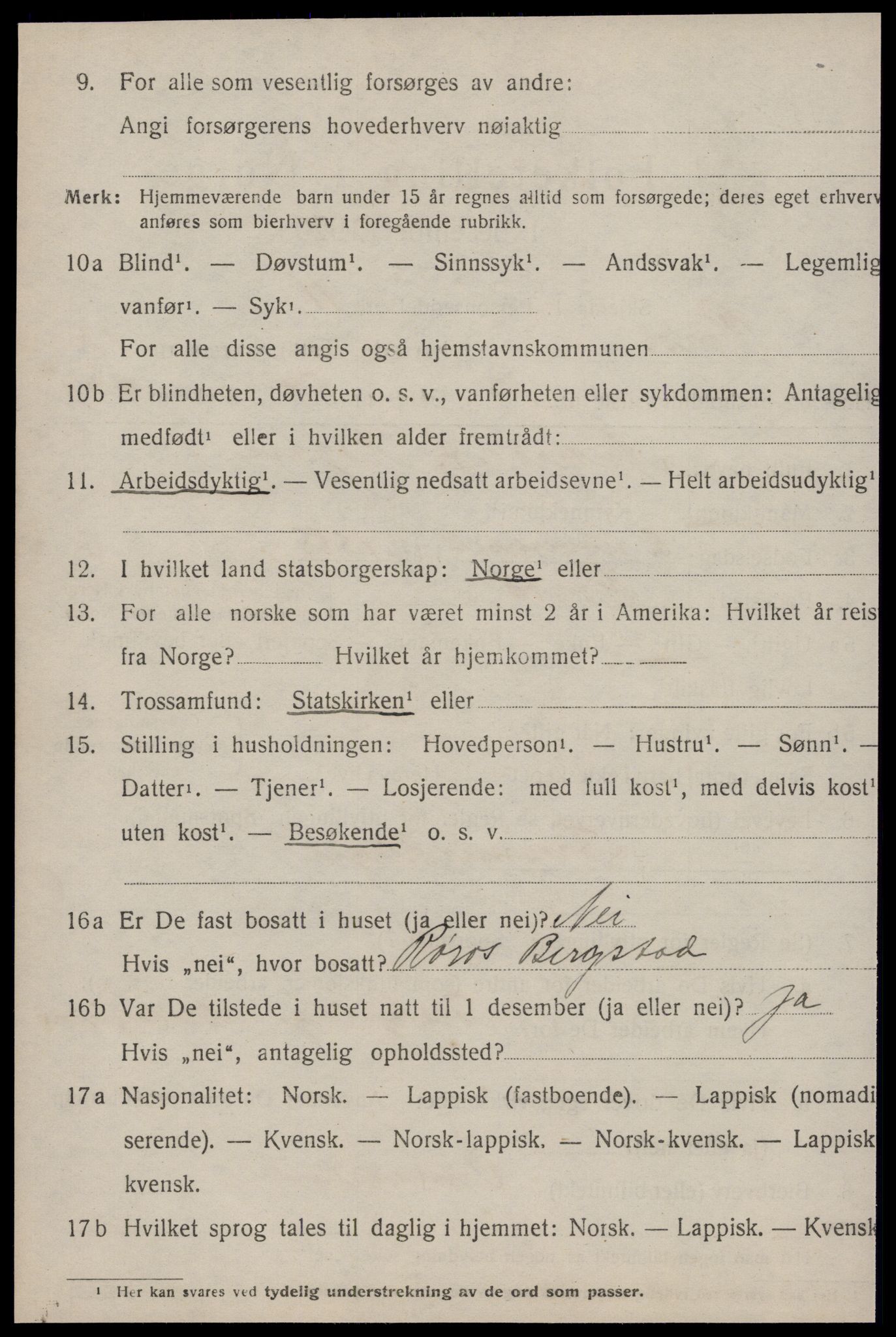 SAT, 1920 census for Røros, 1920, p. 9667