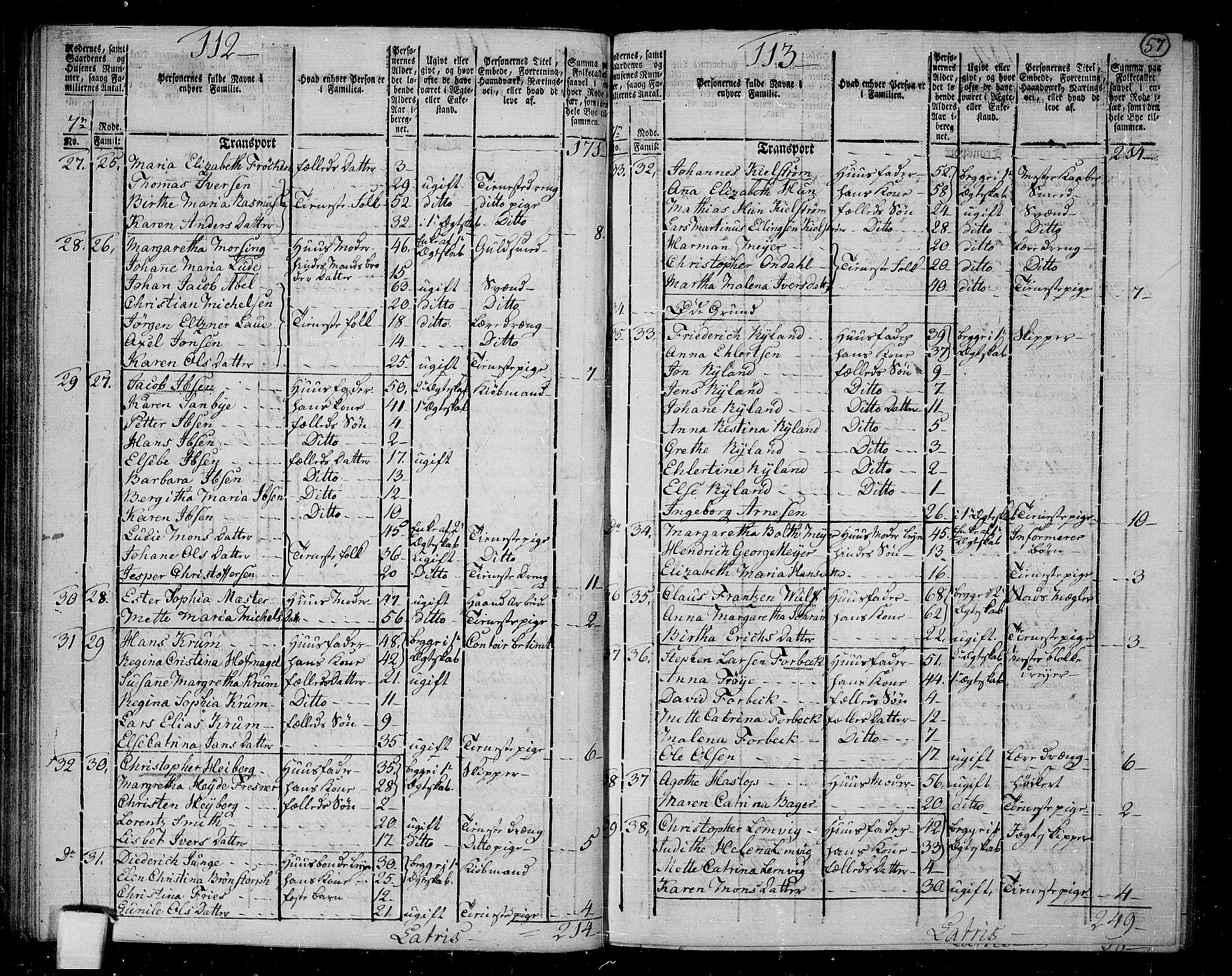 RA, 1801 census for 1301 Bergen, 1801, p. 56b-57a