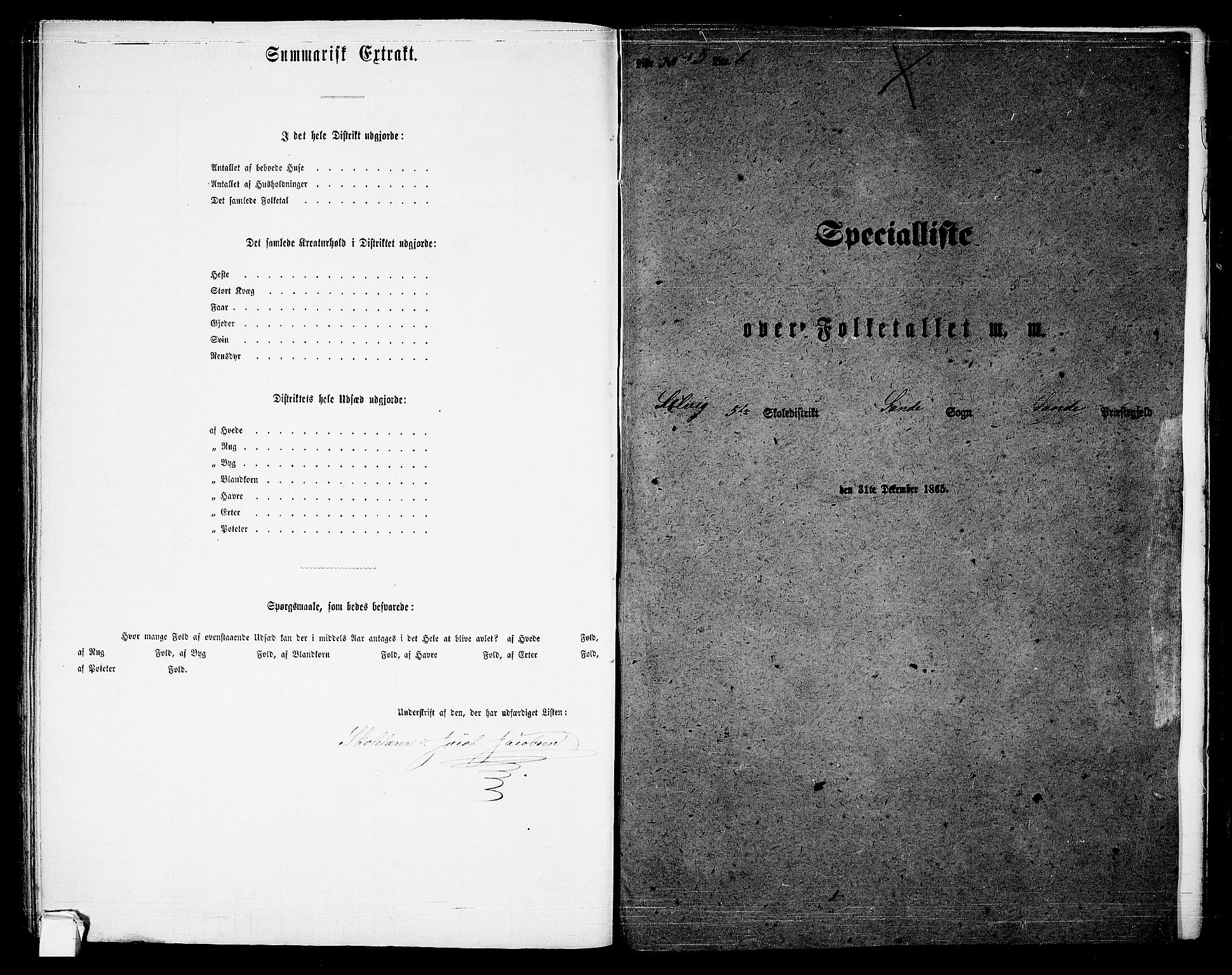 RA, 1865 census for Sande, 1865, p. 124