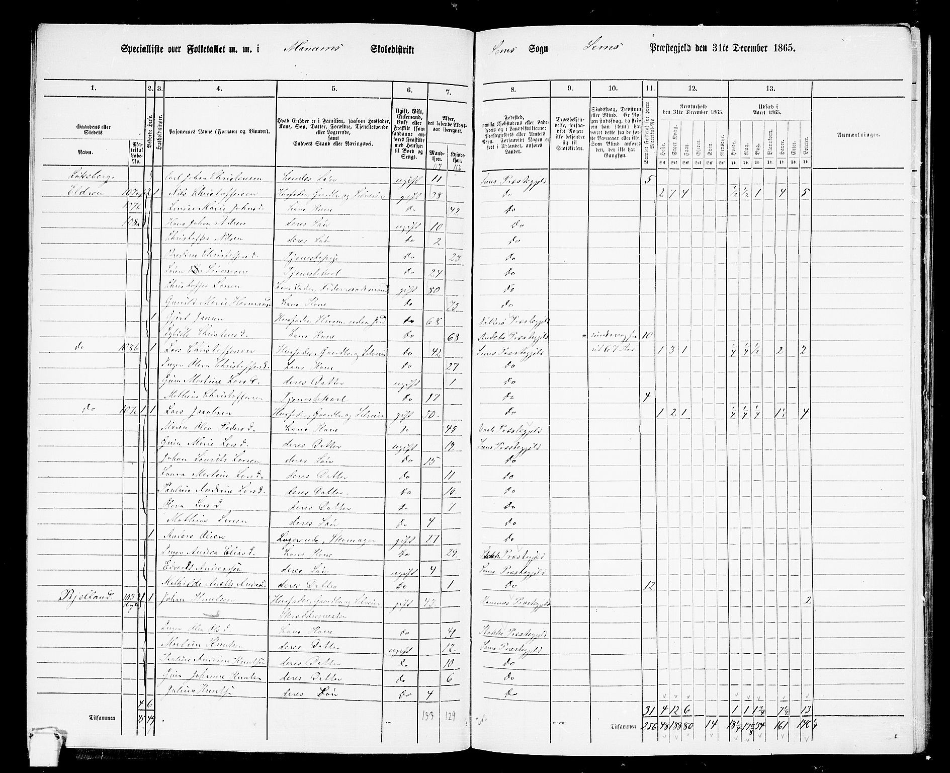 RA, 1865 census for Sem, 1865, p. 46