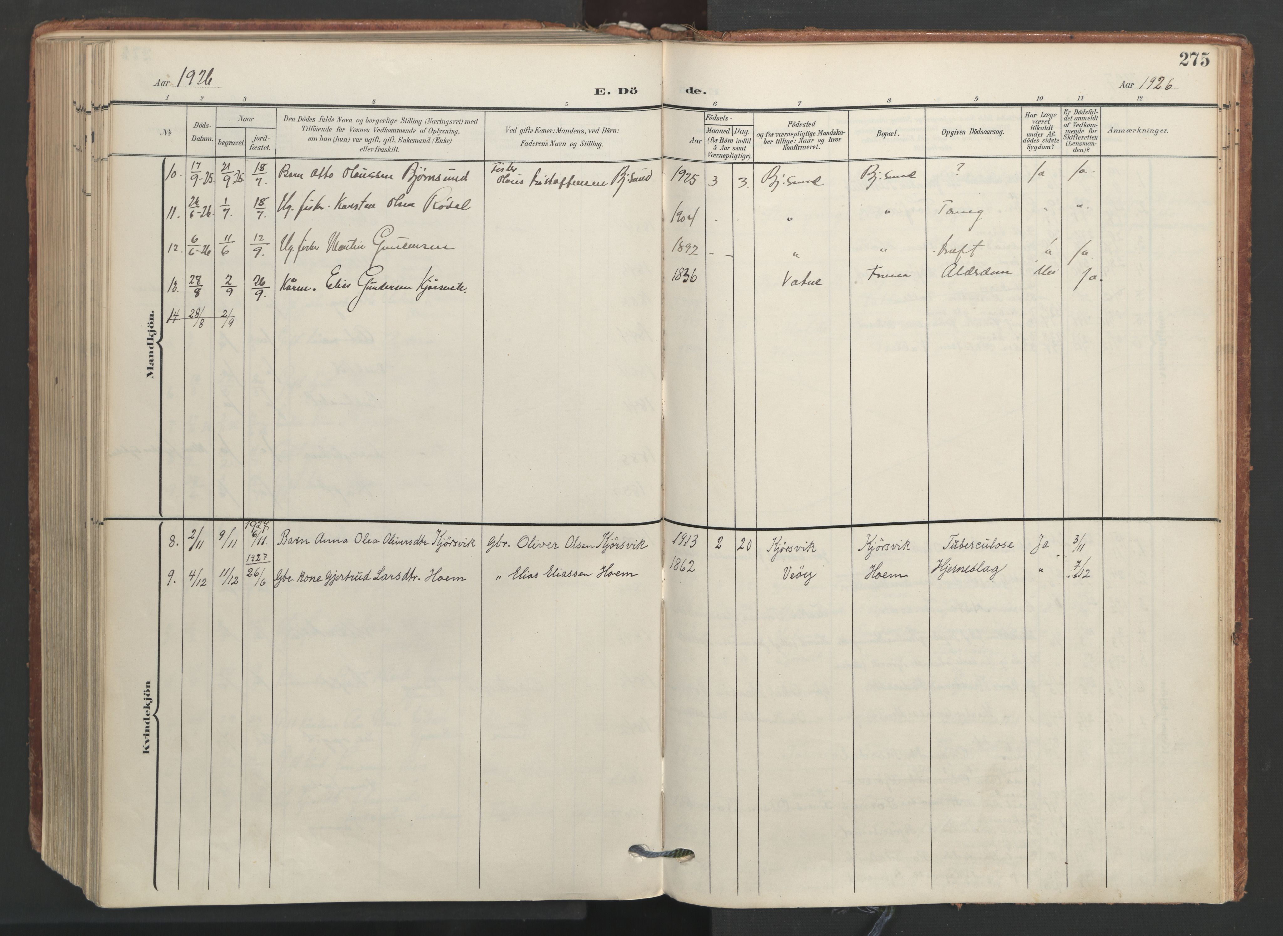 Ministerialprotokoller, klokkerbøker og fødselsregistre - Møre og Romsdal, AV/SAT-A-1454/565/L0751: Parish register (official) no. 565A05, 1905-1979, p. 275