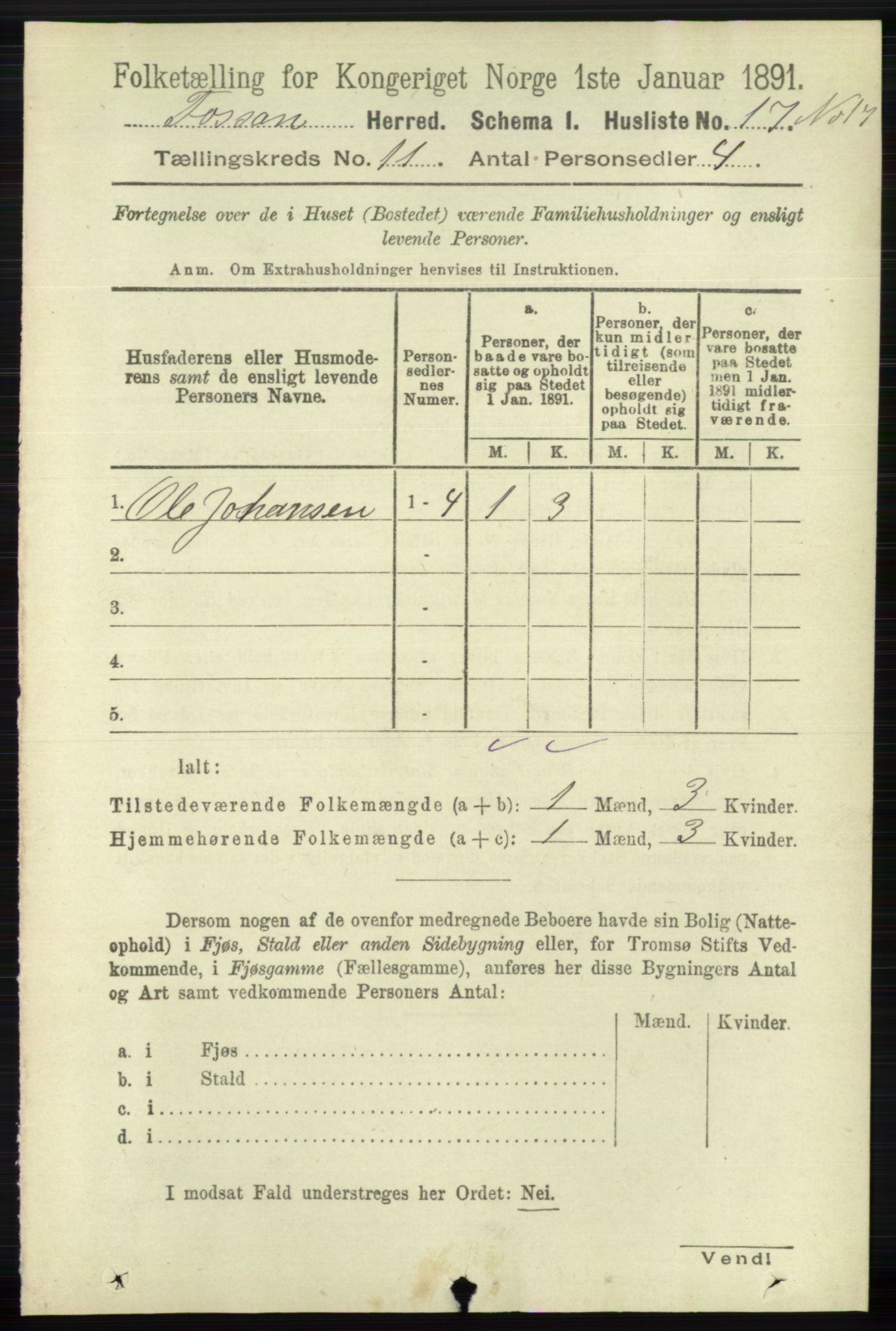 RA, 1891 census for 1129 Forsand, 1891, p. 1791