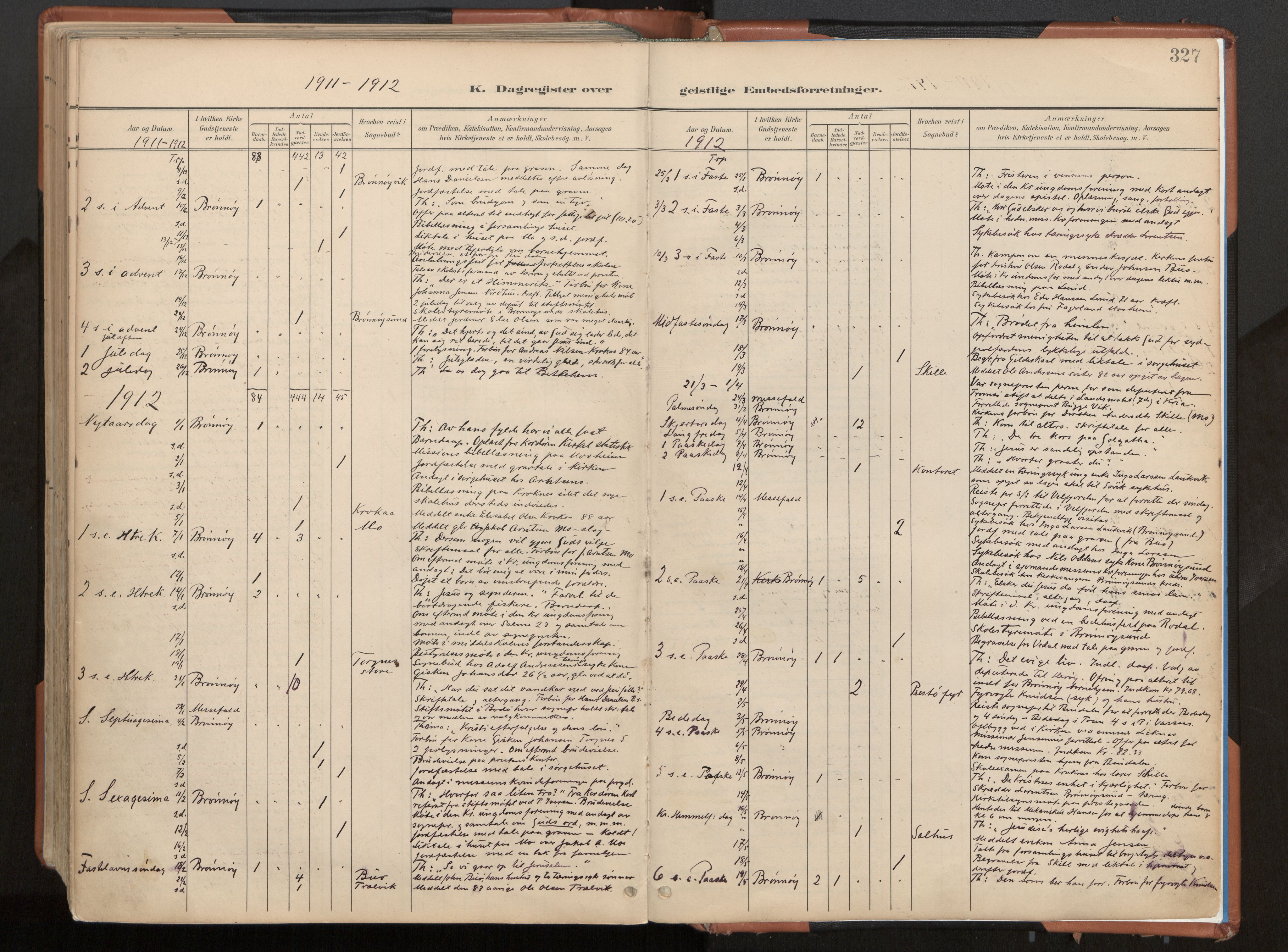 Ministerialprotokoller, klokkerbøker og fødselsregistre - Nordland, AV/SAT-A-1459/813/L0201: Parish register (official) no. 813A11, 1901-1918, p. 327