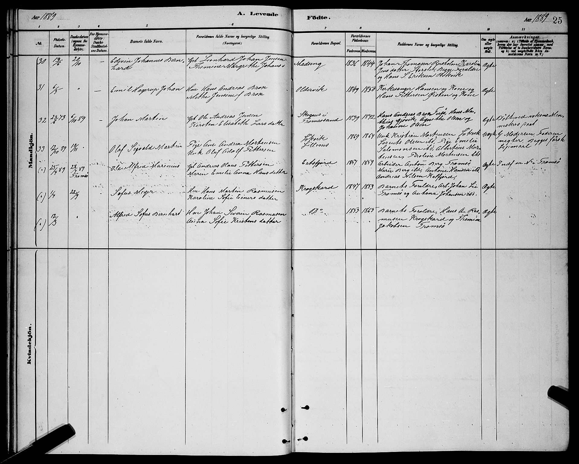 Lenvik sokneprestembete, SATØ/S-1310/H/Ha/Hab/L0021klokker: Parish register (copy) no. 21, 1884-1900, p. 25