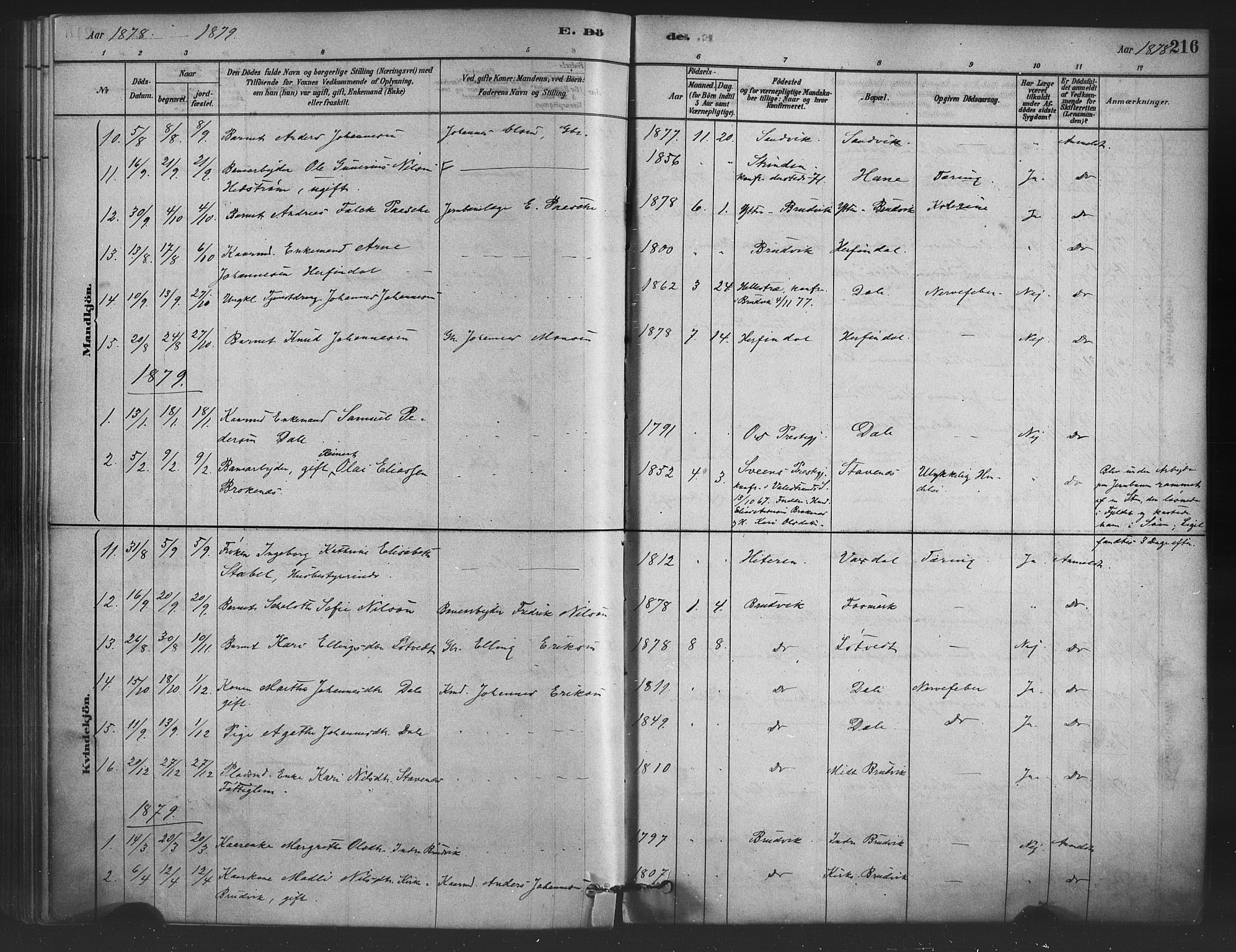 Bruvik Sokneprestembete, SAB/A-74701/H/Haa: Parish register (official) no. B 1, 1878-1904, p. 216