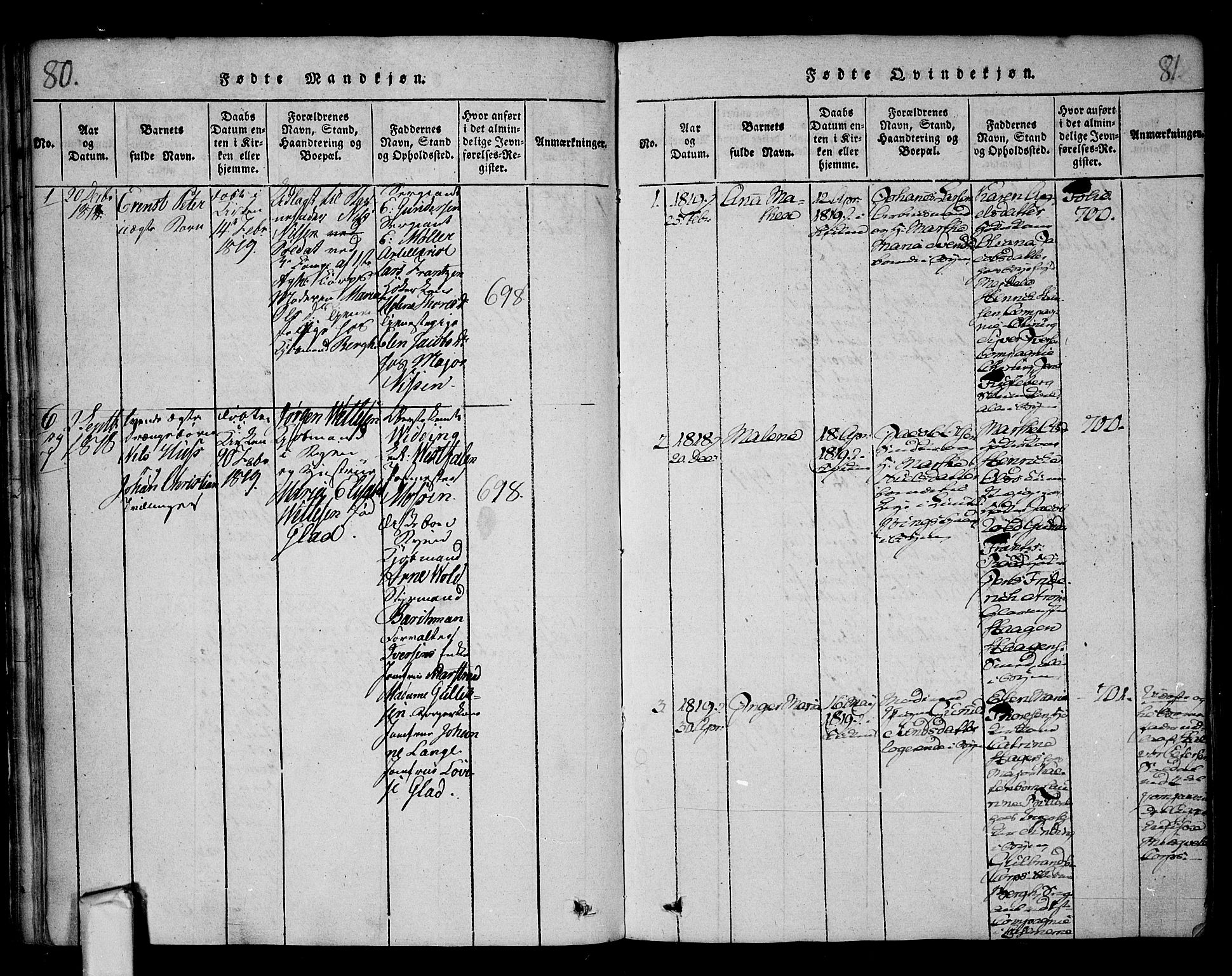 Fredrikstad prestekontor Kirkebøker, AV/SAO-A-11082/F/Fa/L0004: Parish register (official) no. 4, 1816-1834, p. 80-81