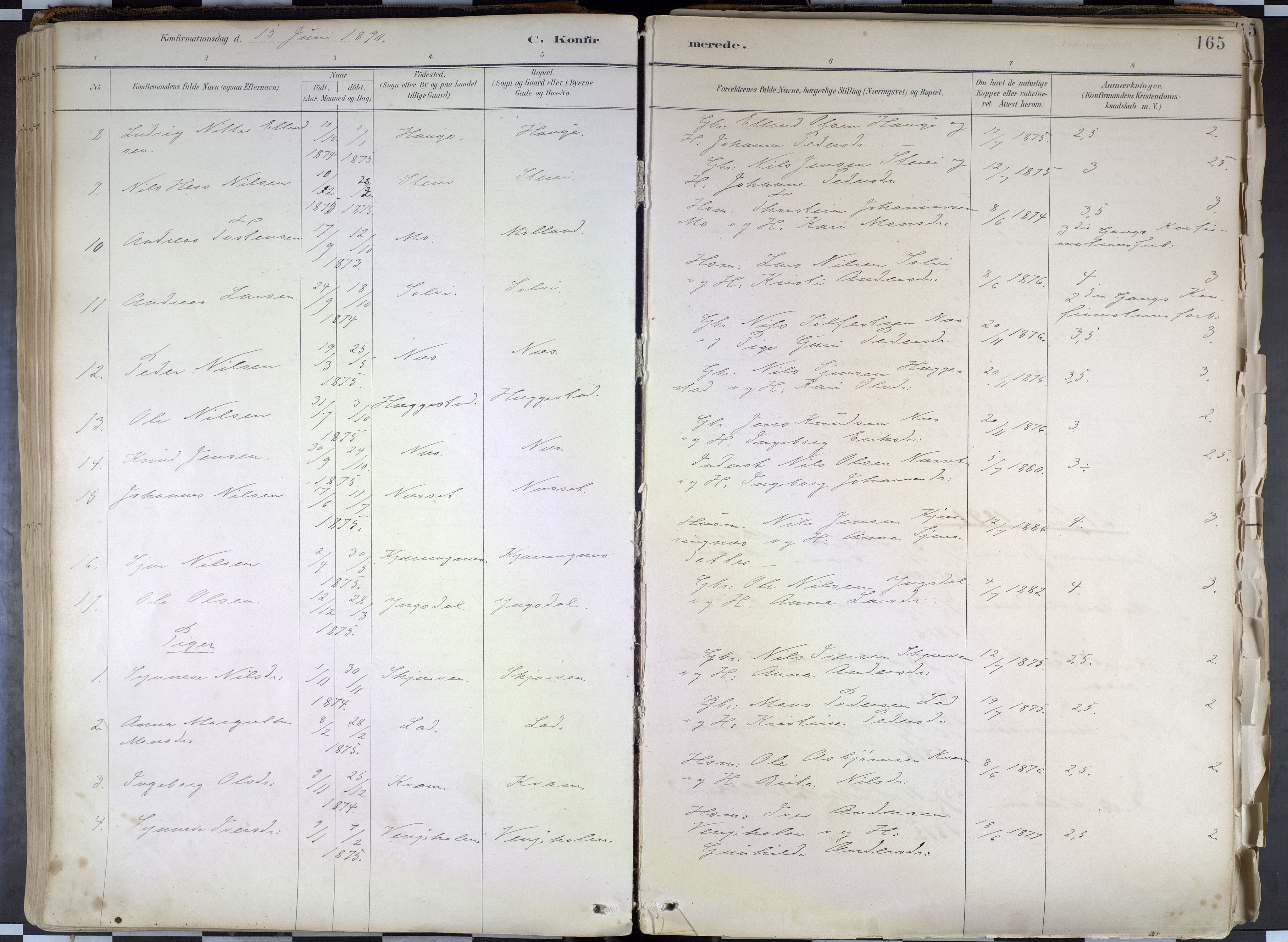 Hafslo sokneprestembete, AV/SAB-A-80301/H/Haa/Haab/L0001: Parish register (official) no. B 1, 1886-1945, p. 165