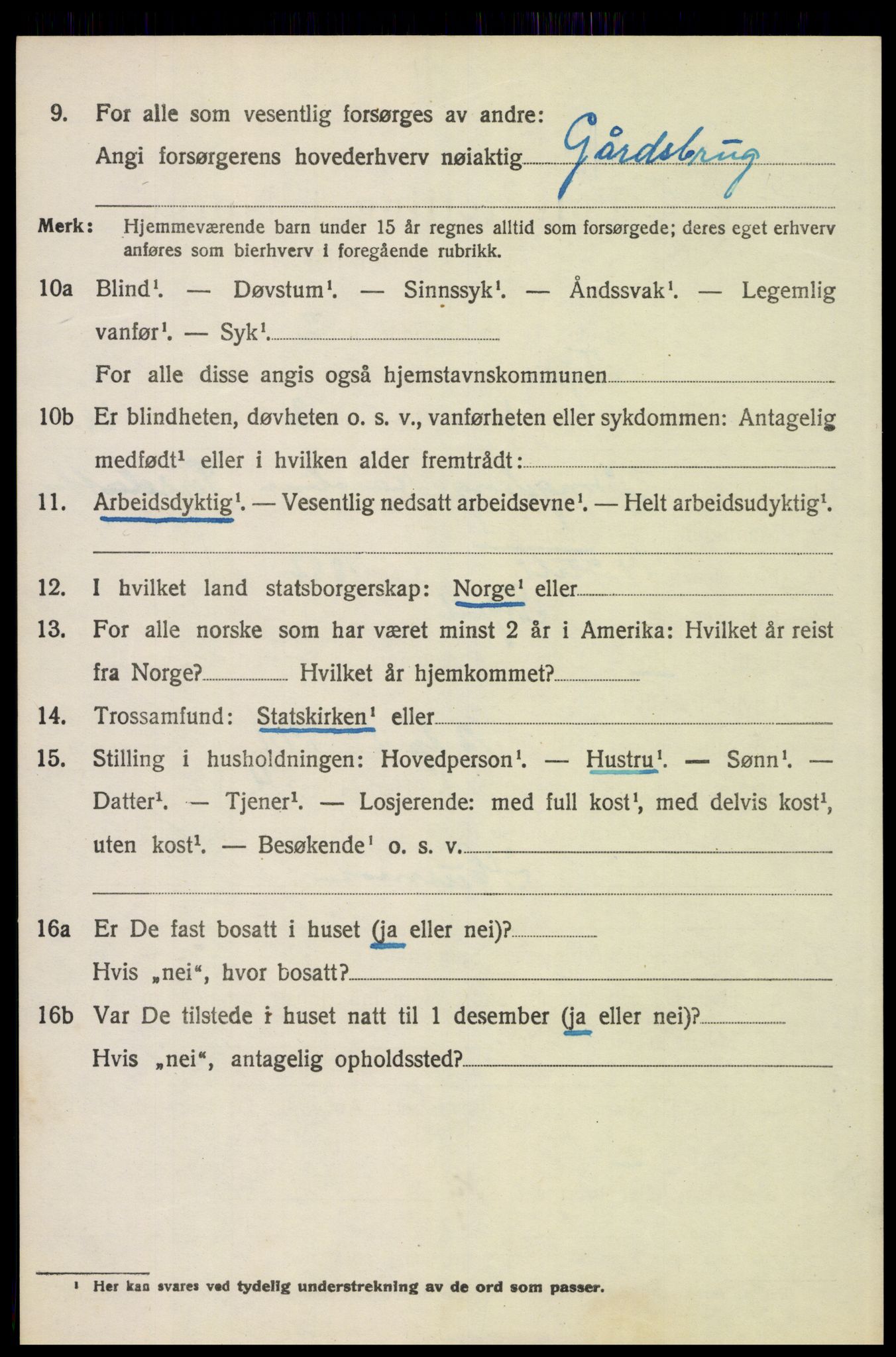 SAH, 1920 census for Trysil, 1920, p. 6924