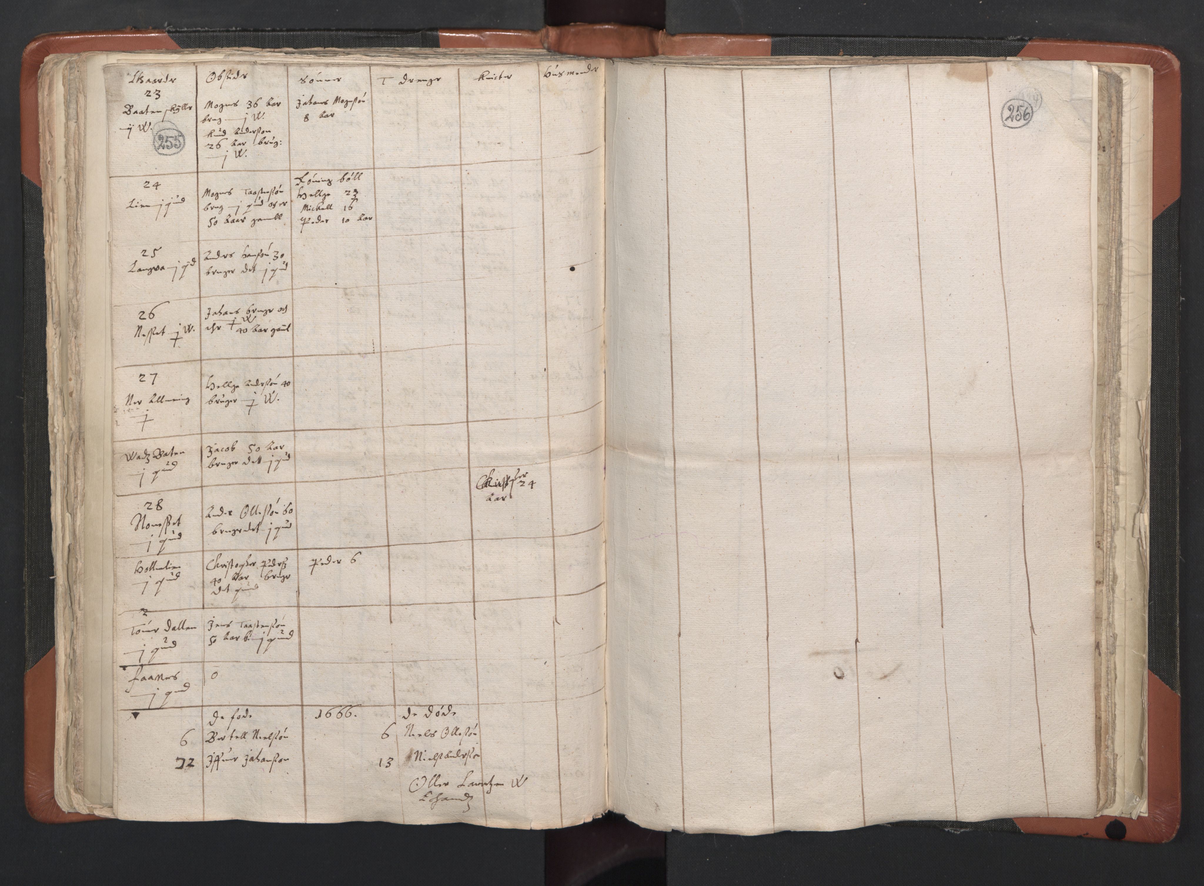 RA, Vicar's Census 1664-1666, no. 35: Helgeland deanery and Salten deanery, 1664-1666, p. 255-256
