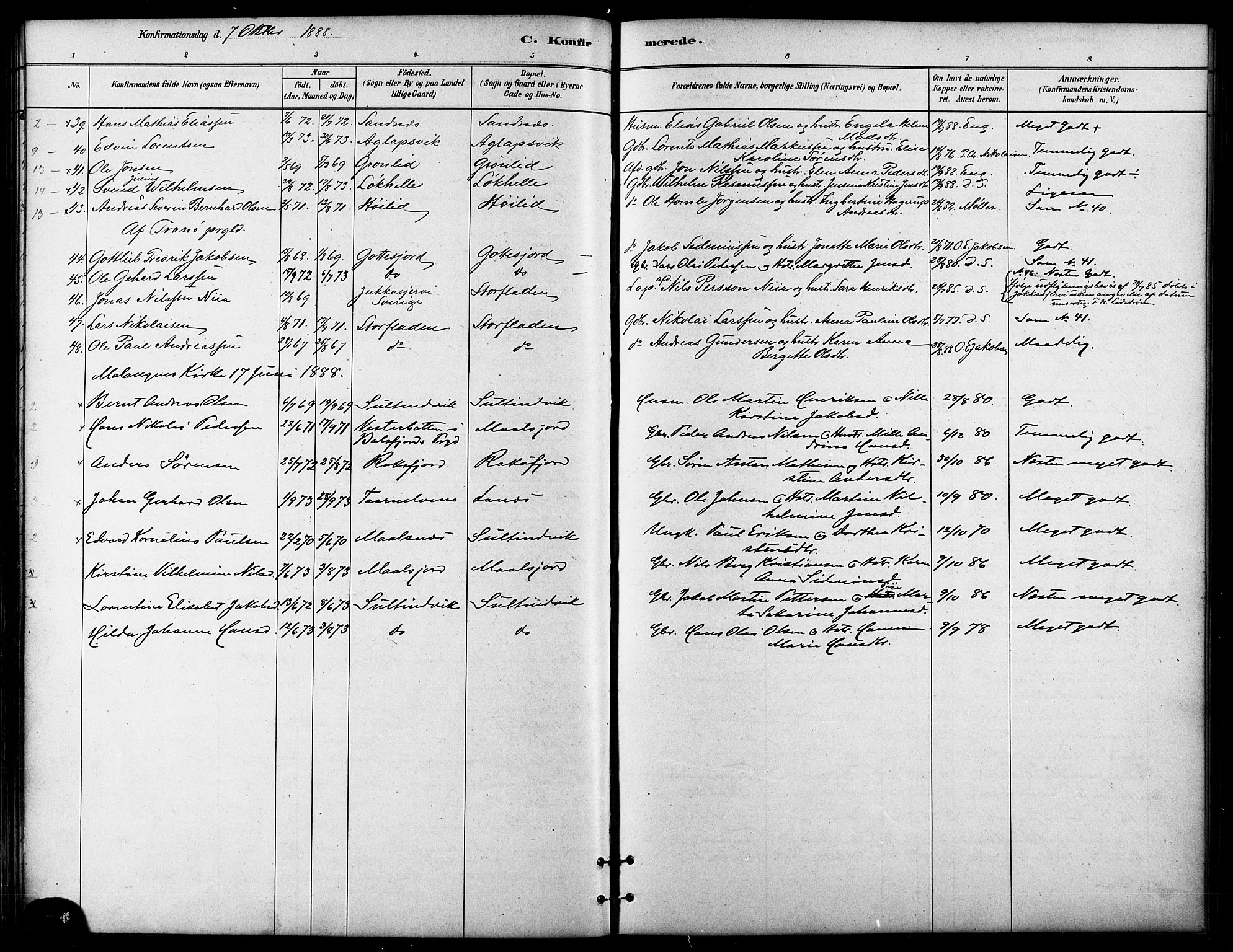 Lenvik sokneprestembete, AV/SATØ-S-1310/H/Ha/Haa/L0011kirke: Parish register (official) no. 11, 1880-1889