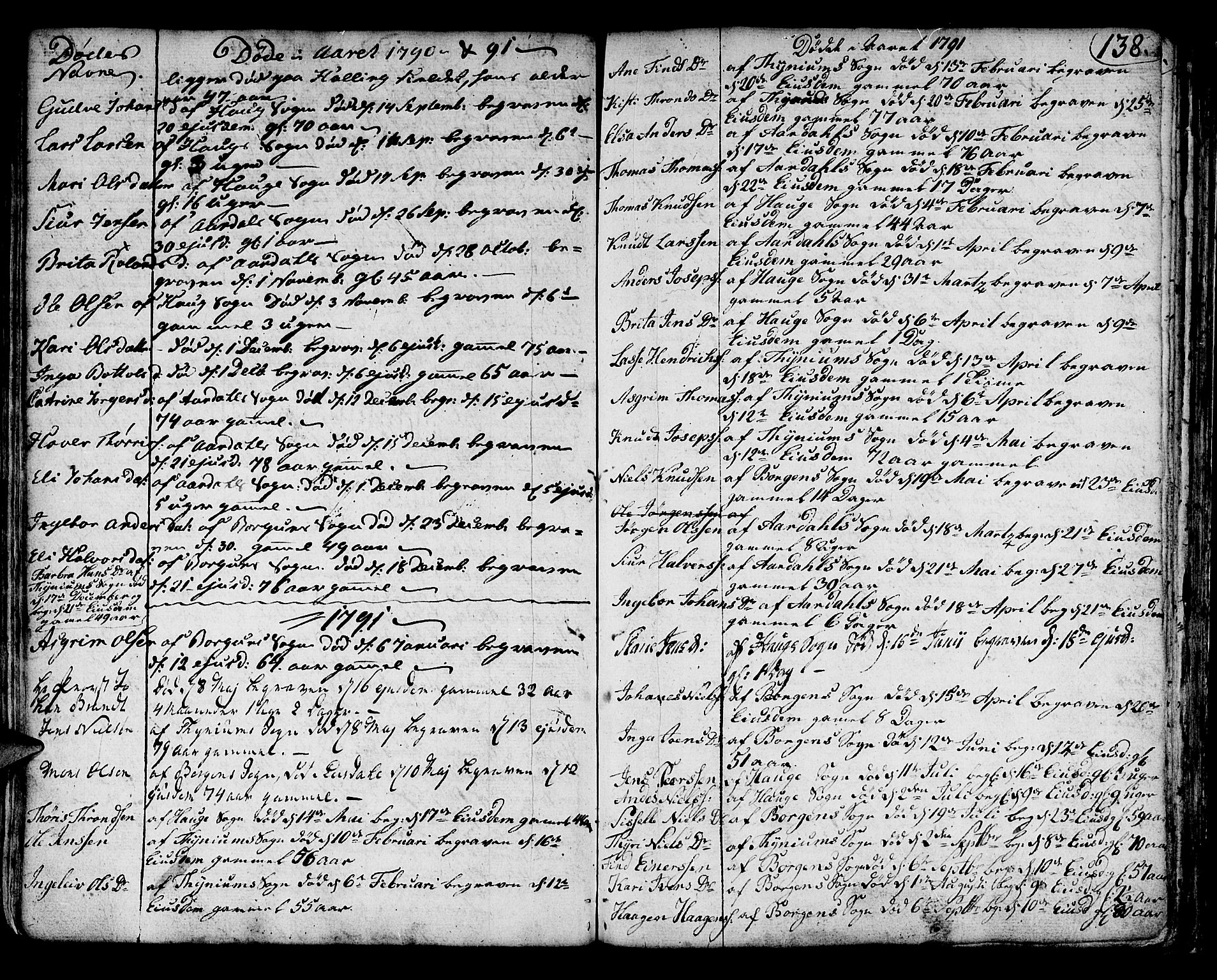 Lærdal sokneprestembete, SAB/A-81201: Parish register (official) no. A 3, 1783-1804, p. 138