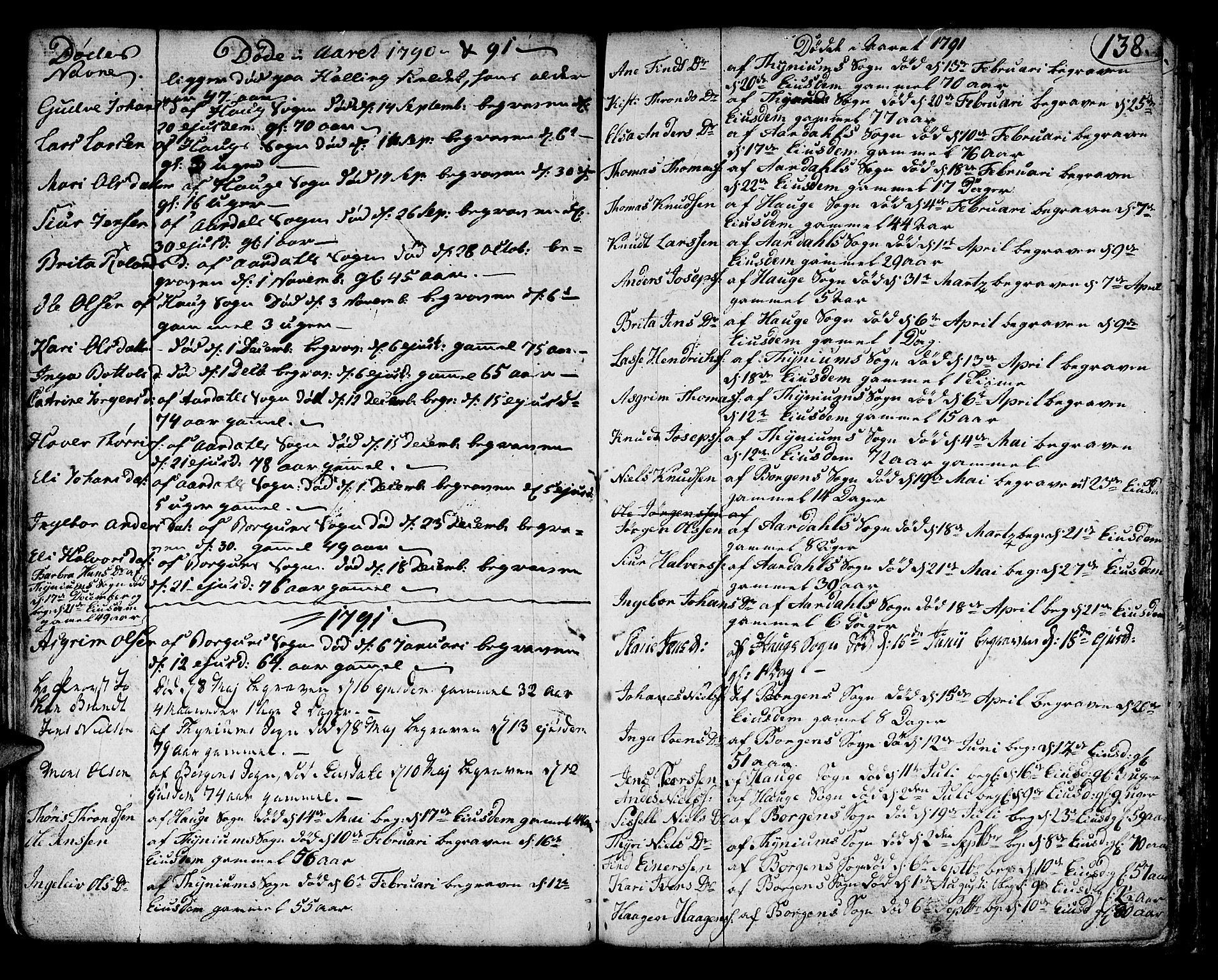 Lærdal sokneprestembete, AV/SAB-A-81201: Parish register (official) no. A 3, 1783-1804, p. 138