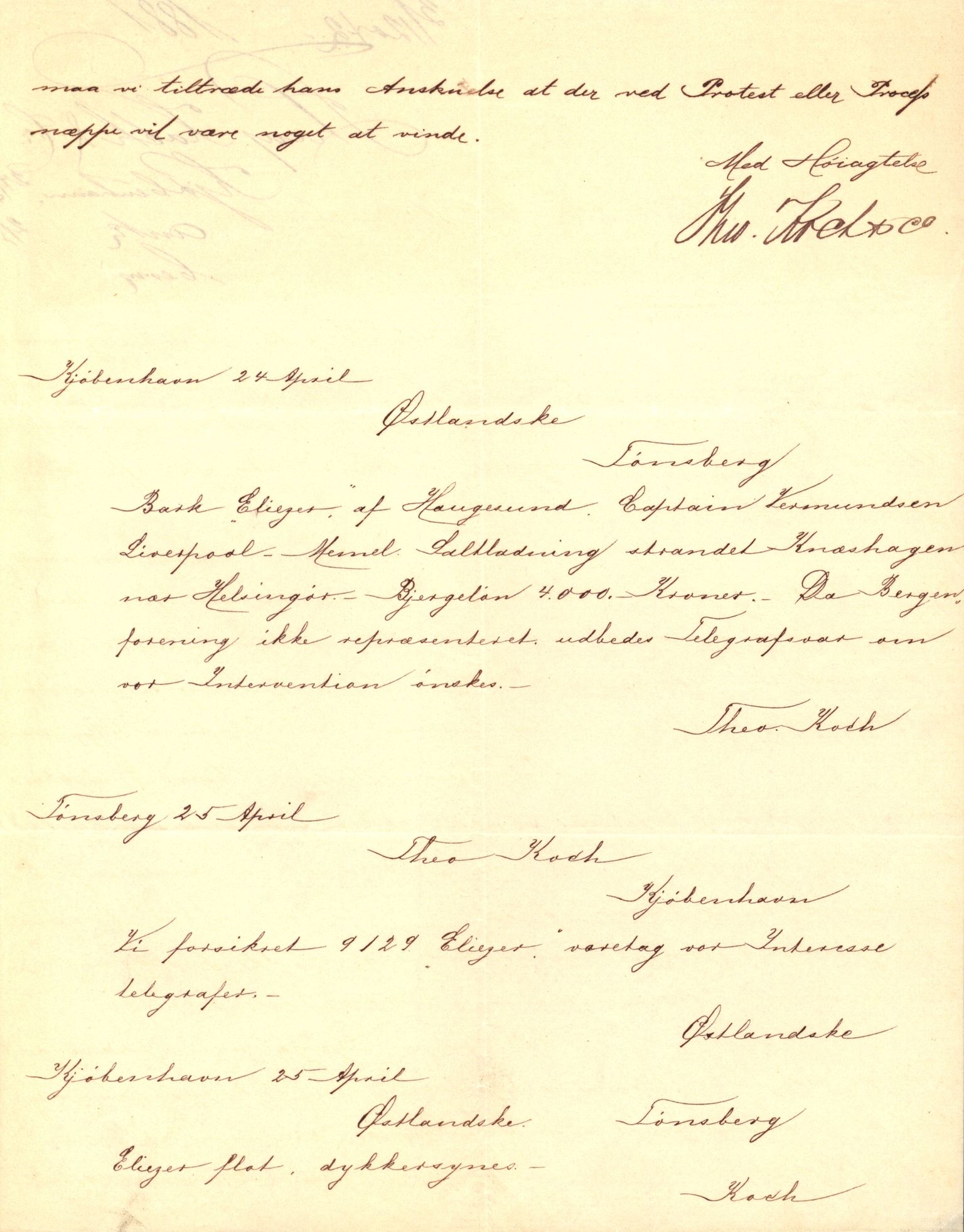 Pa 63 - Østlandske skibsassuranceforening, VEMU/A-1079/G/Ga/L0014/0001: Havaridokumenter / Mette, Margrethe, Eliezer, Dagny, 1881, p. 15