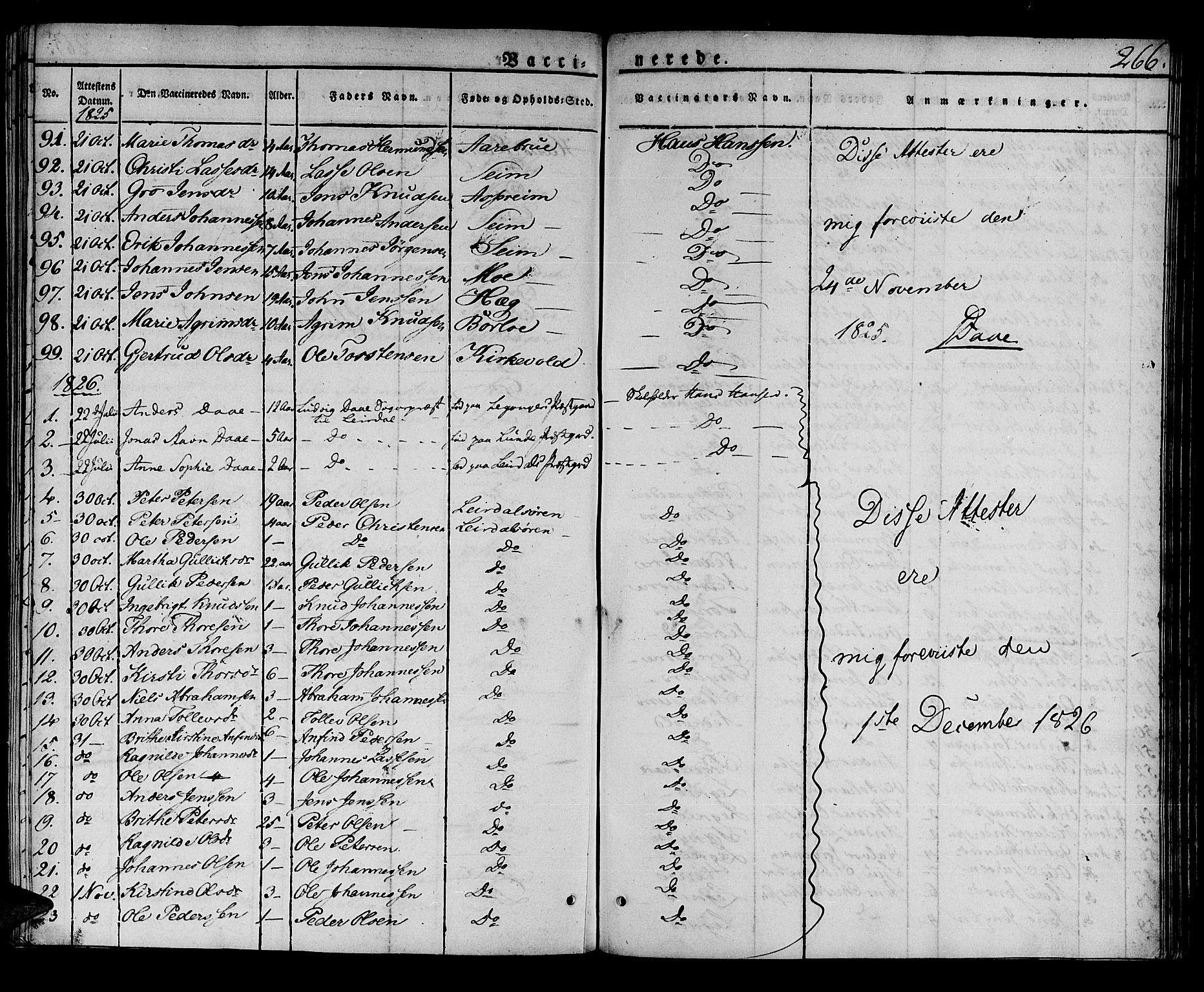 Lærdal sokneprestembete, SAB/A-81201: Parish register (official) no. A 5, 1822-1834, p. 266