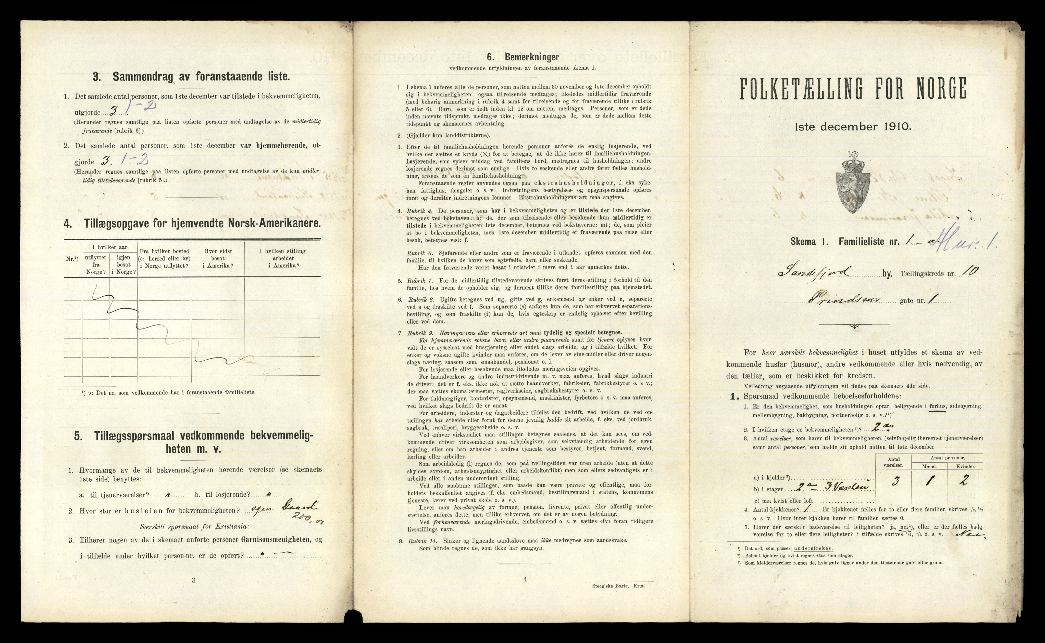 RA, 1910 census for Sandefjord, 1910, p. 2716