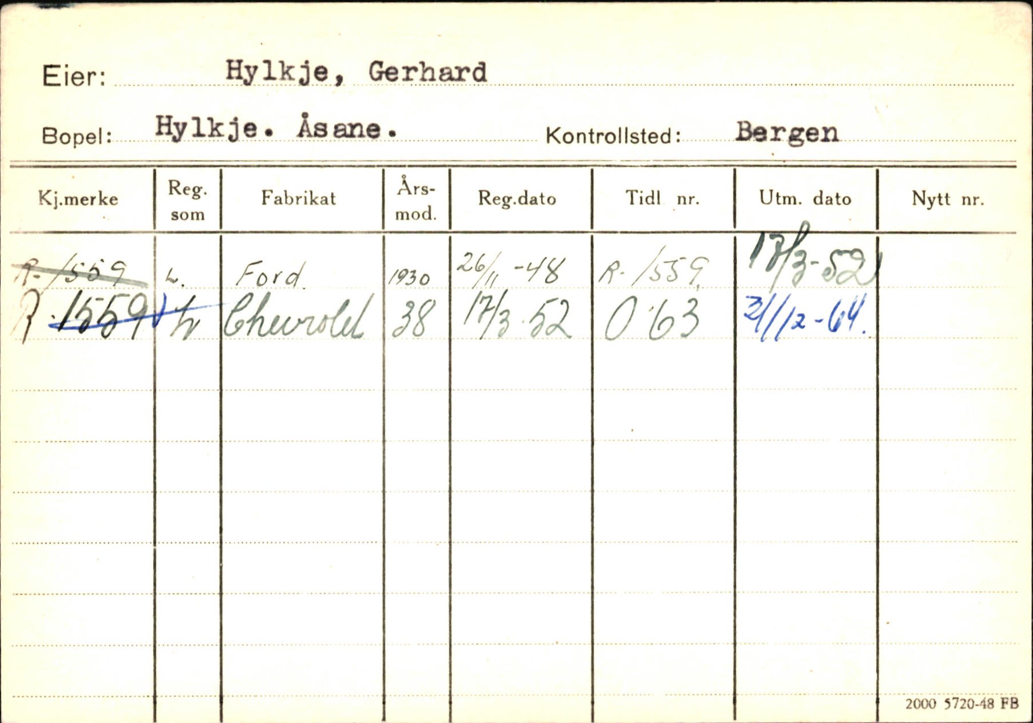 Statens vegvesen, Hordaland vegkontor, AV/SAB-A-5201/2/Ha/L0025: R-eierkort H-I, 1920-1971, p. 20