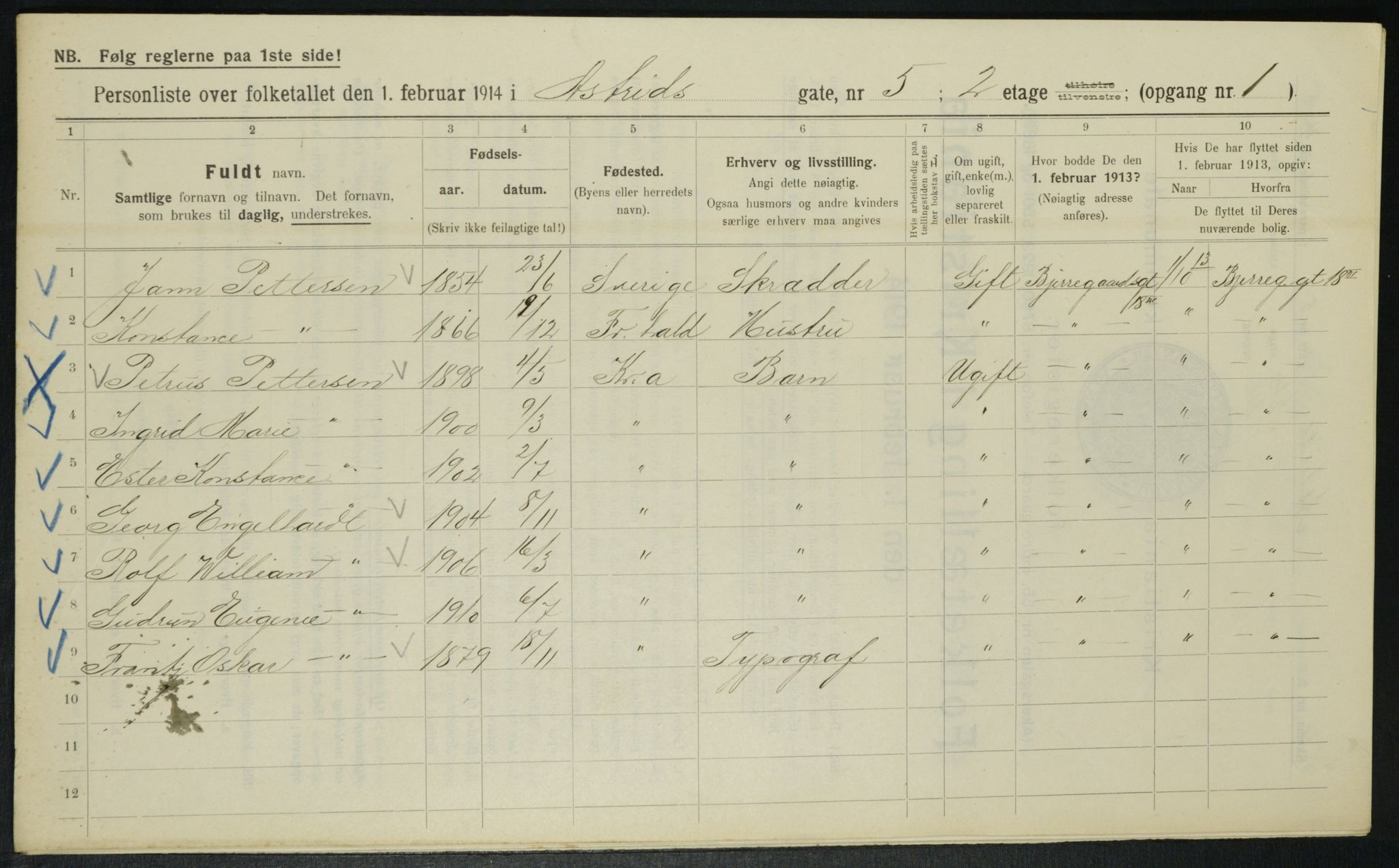 OBA, Municipal Census 1914 for Kristiania, 1914, p. 17340