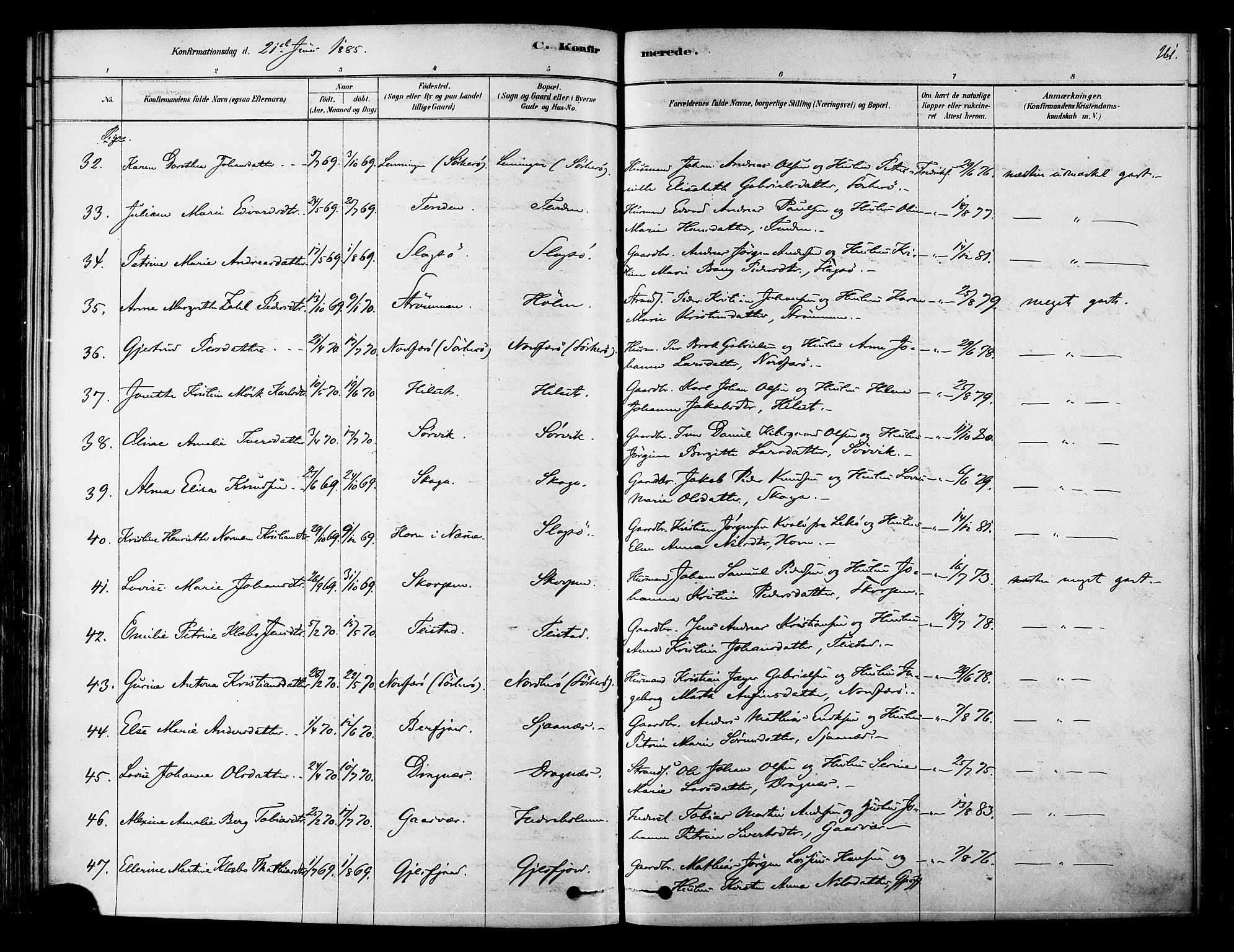 Ministerialprotokoller, klokkerbøker og fødselsregistre - Nordland, AV/SAT-A-1459/834/L0507: Parish register (official) no. 834A05, 1878-1892, p. 261