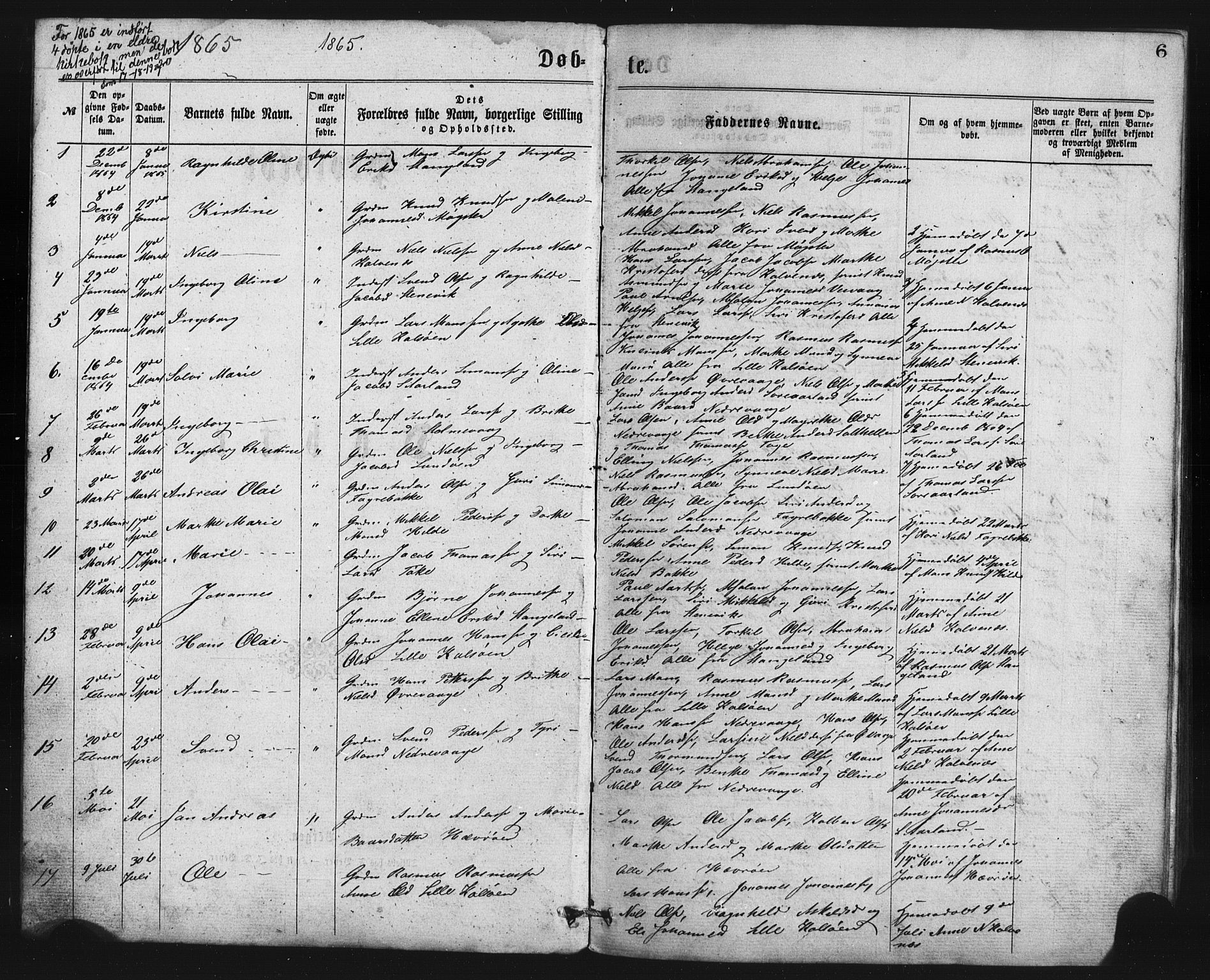 Austevoll Sokneprestembete, SAB/A-74201/H/Hab: Parish register (copy) no. B 2, 1865-1878, p. 6
