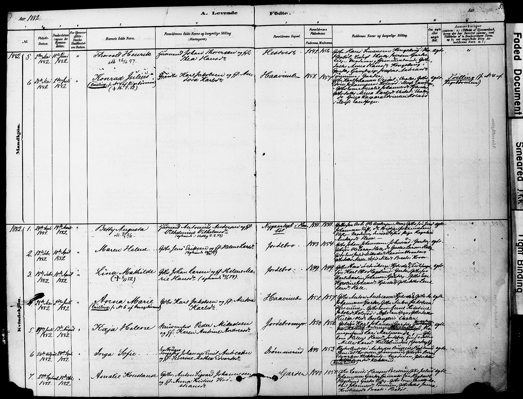 Vestby prestekontor Kirkebøker, SAO/A-10893/F/Fa/L0011: Parish register (official) no. I 11, 1878-1913, p. 5