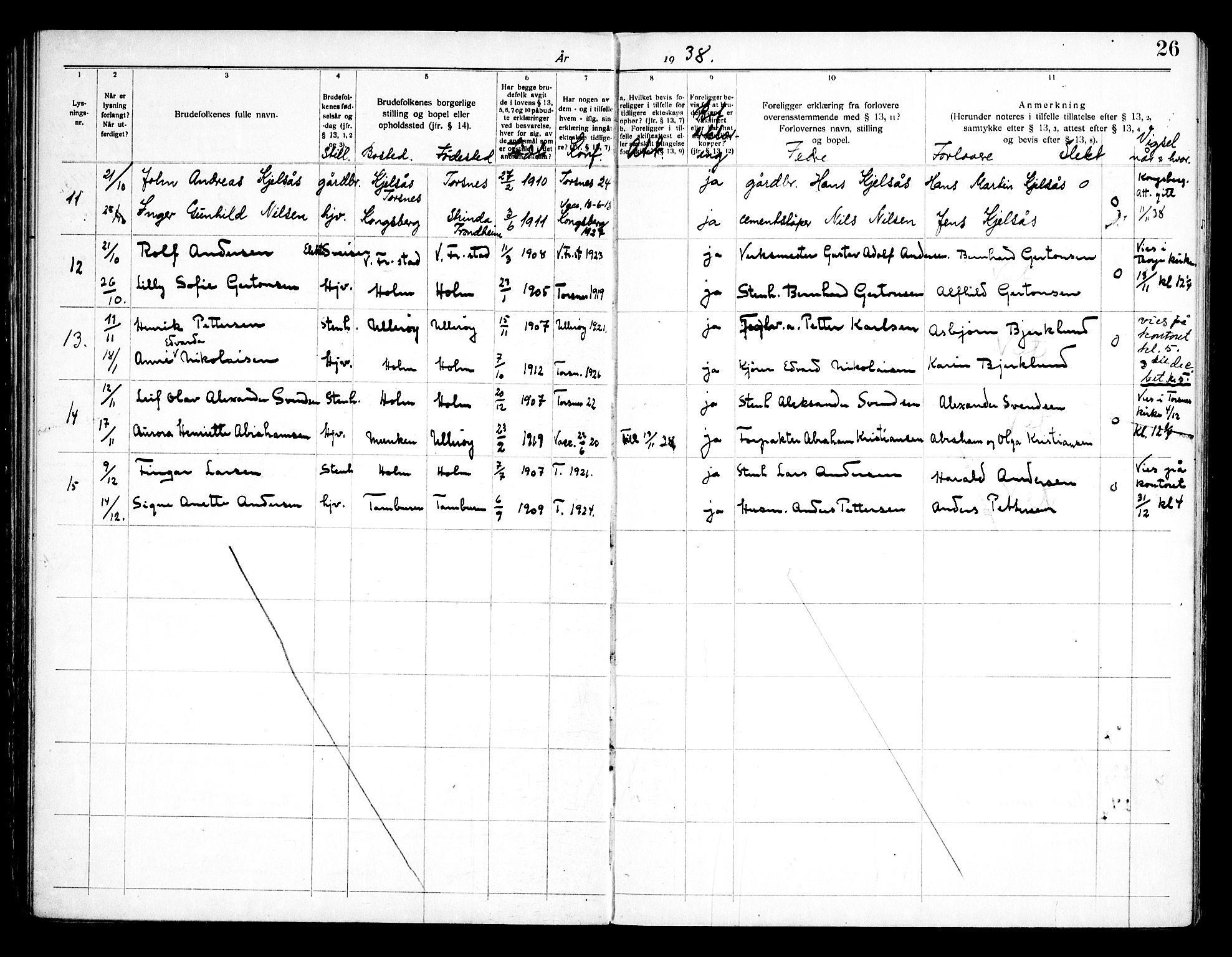 Borge prestekontor Kirkebøker, SAO/A-10903/H/Hb/L0001: Banns register no. II 1, 1919-1966, p. 26