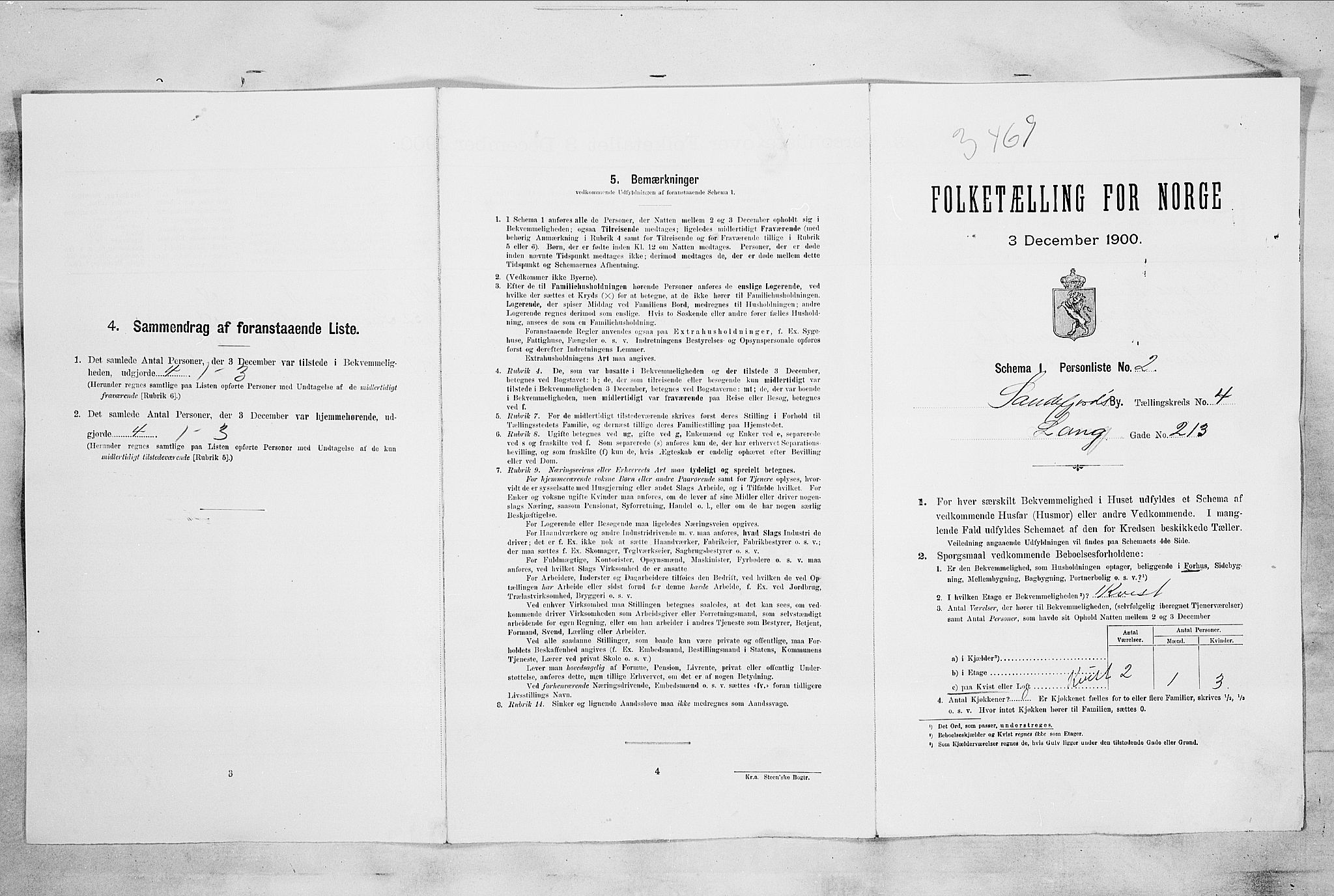 RA, 1900 census for Sandefjord, 1900, p. 906