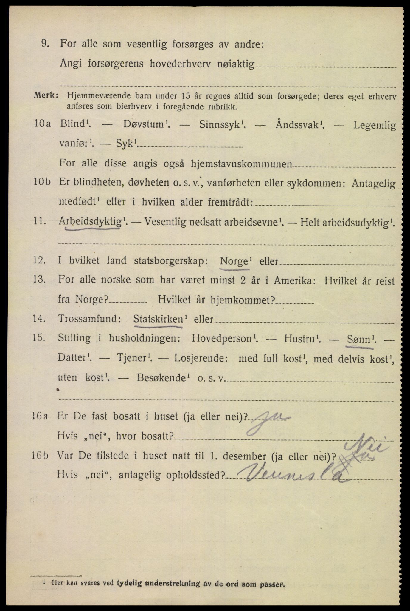 SAK, 1920 census for Oddernes, 1920, p. 10346