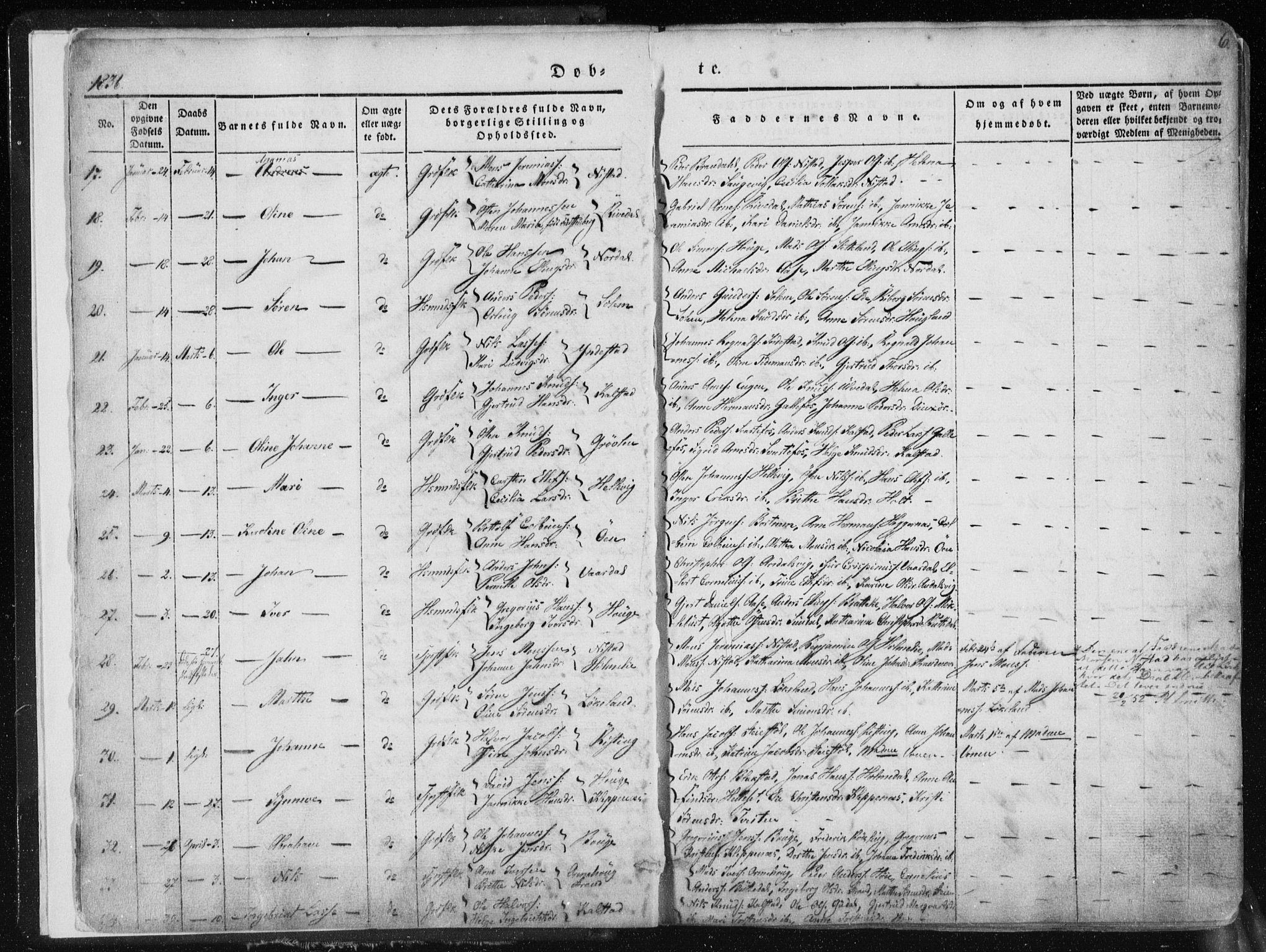 Fjaler sokneprestembete, SAB/A-79801/H/Haa/Haaa/L0006: Parish register (official) no. A 6, 1835-1884, p. 6