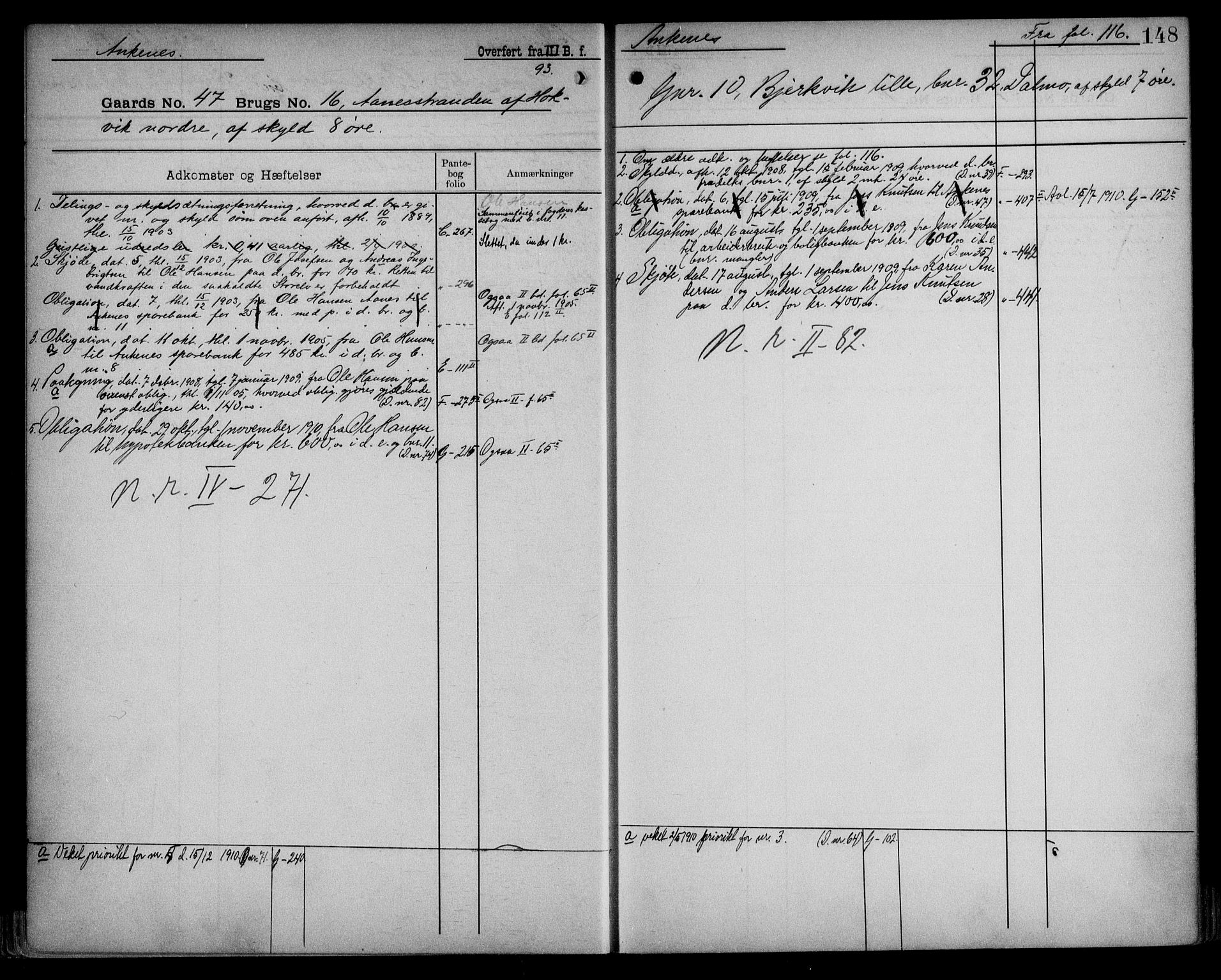 Steigen og Ofoten sorenskriveri, AV/SAT-A-0030/1/2/2A/L0026: Mortgage register no. 26, p. 148