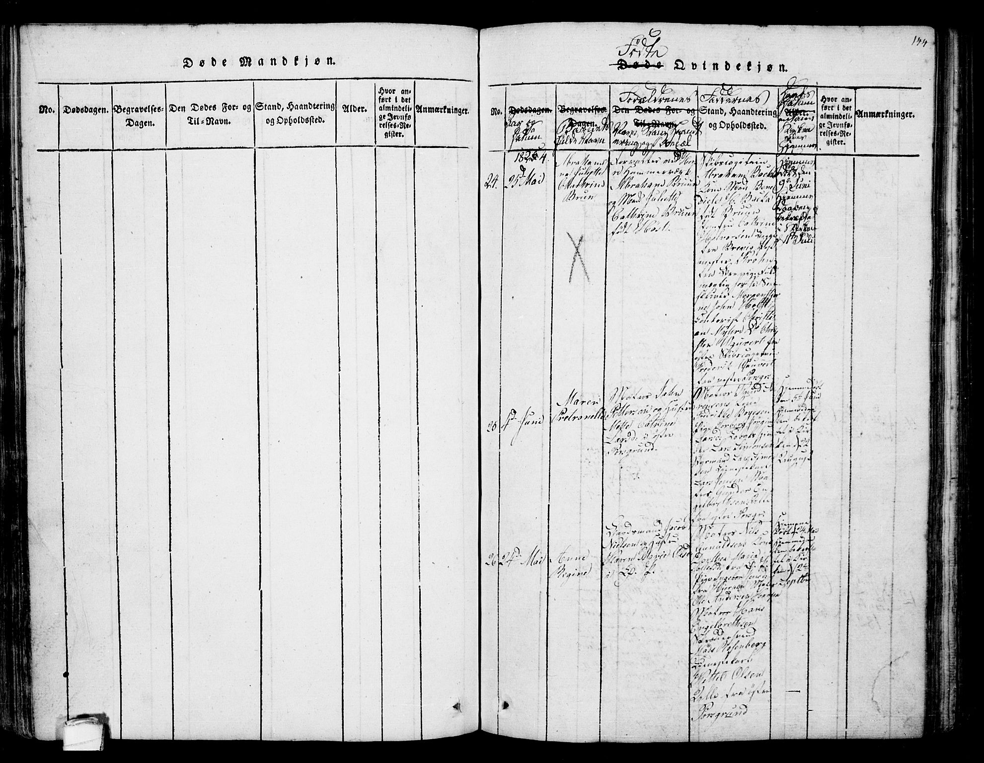 Porsgrunn kirkebøker , AV/SAKO-A-104/F/Fa/L0004: Parish register (official) no. 4, 1814-1828, p. 144