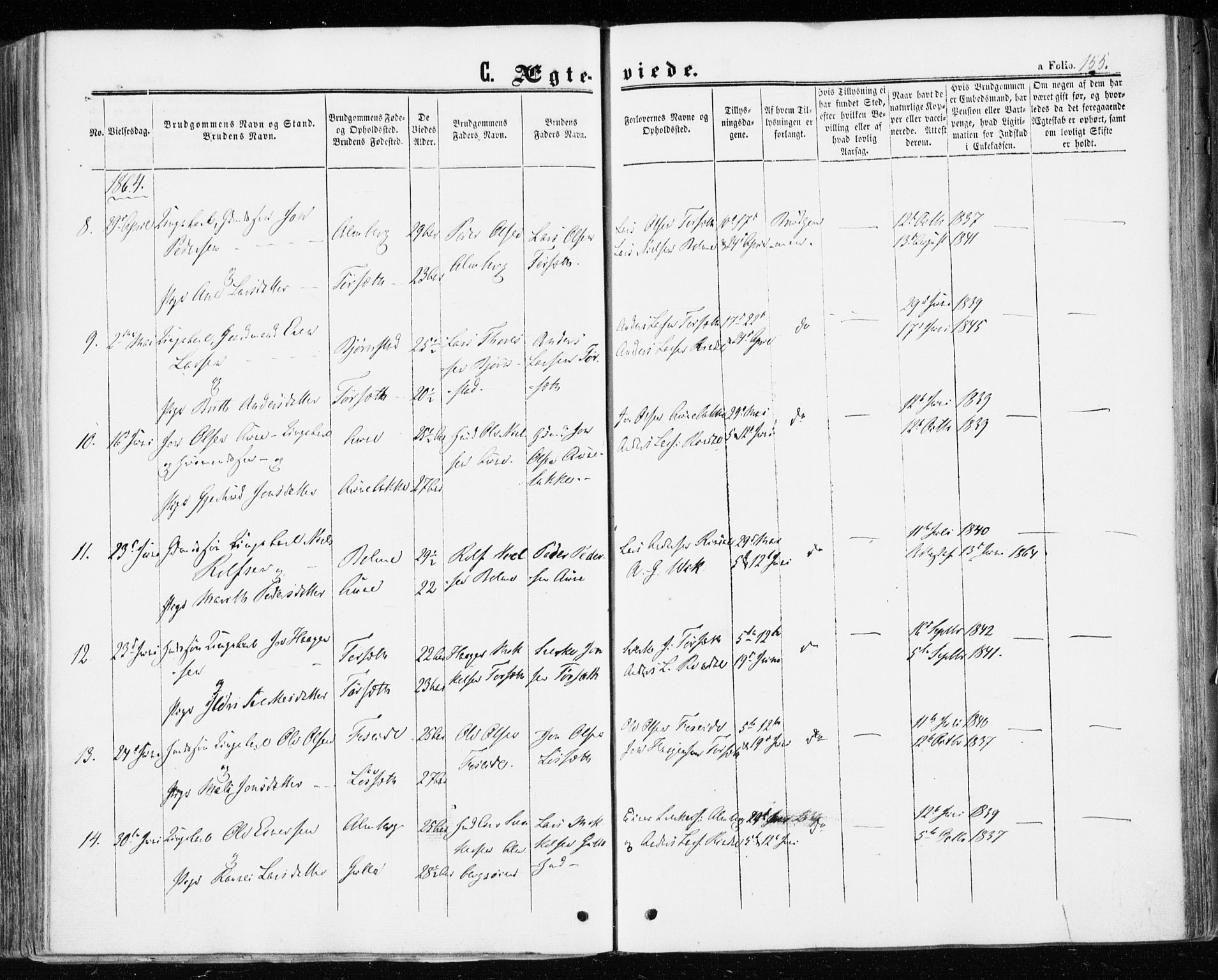 Ministerialprotokoller, klokkerbøker og fødselsregistre - Møre og Romsdal, AV/SAT-A-1454/598/L1067: Parish register (official) no. 598A01, 1858-1871, p. 155