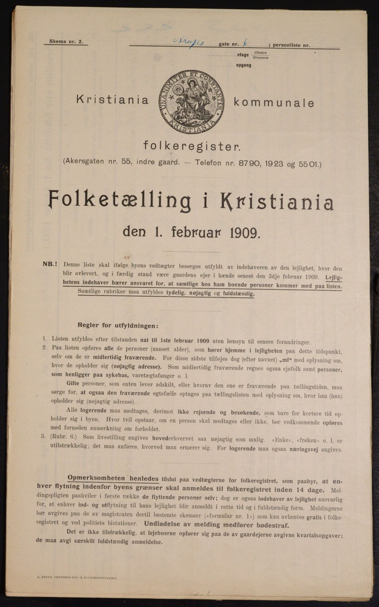 OBA, Municipal Census 1909 for Kristiania, 1909, p. 2080