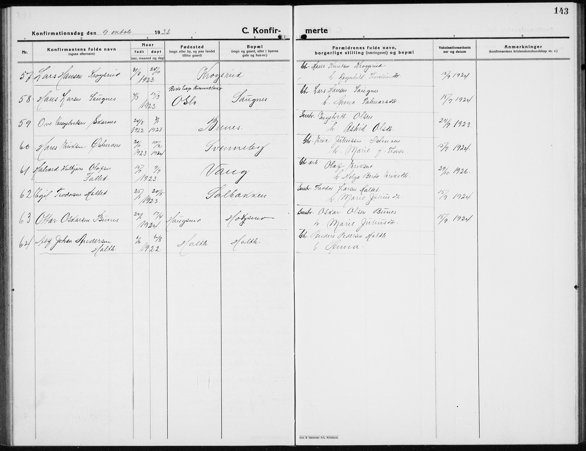 Nord-Odal prestekontor, AV/SAH-PREST-032/H/Ha/Hab/L0005: Parish register (copy) no. 5, 1924-1938, p. 143